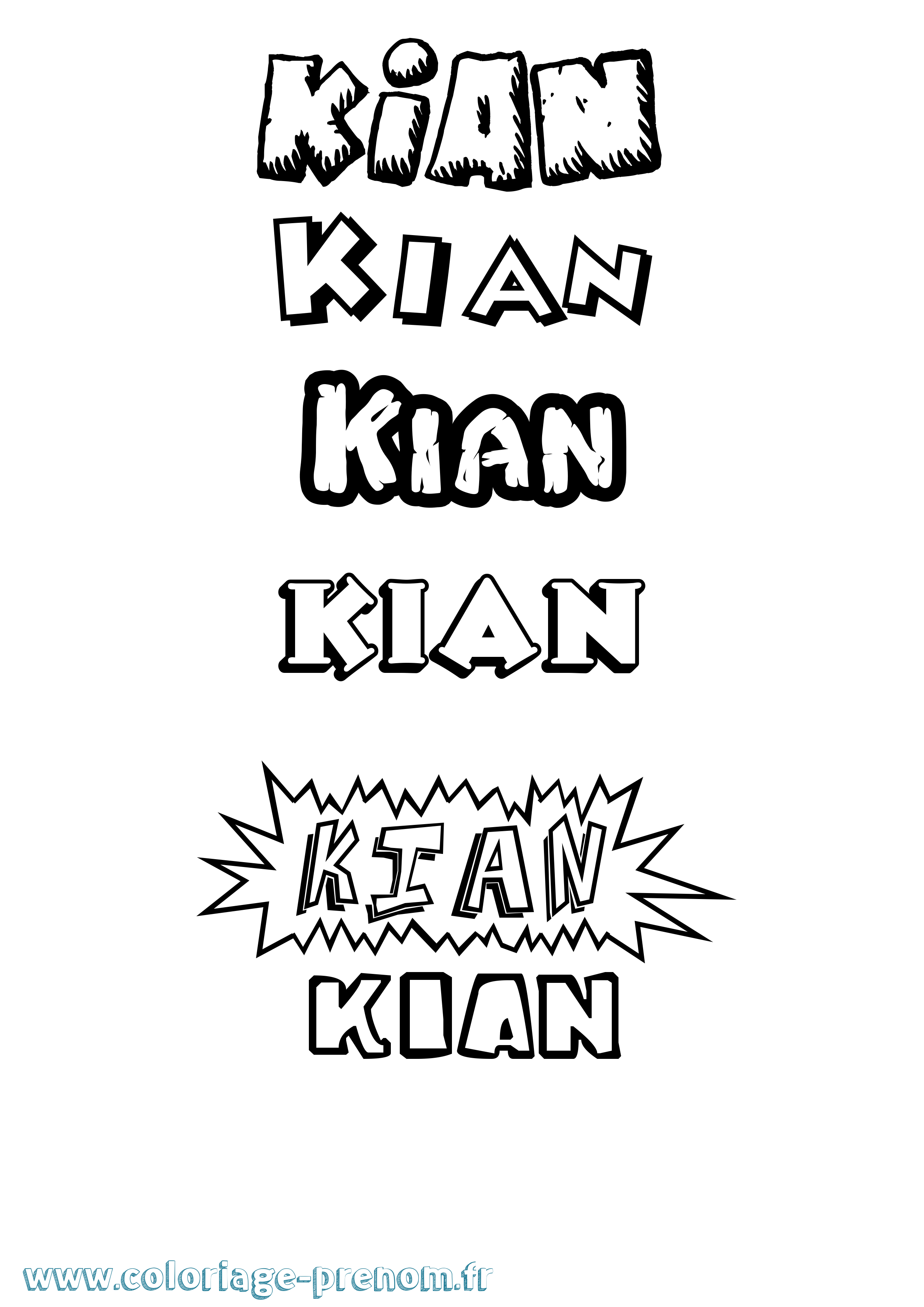 Coloriage Kian Dessin Animé Coloriage prénom Kian Dessin Animé
