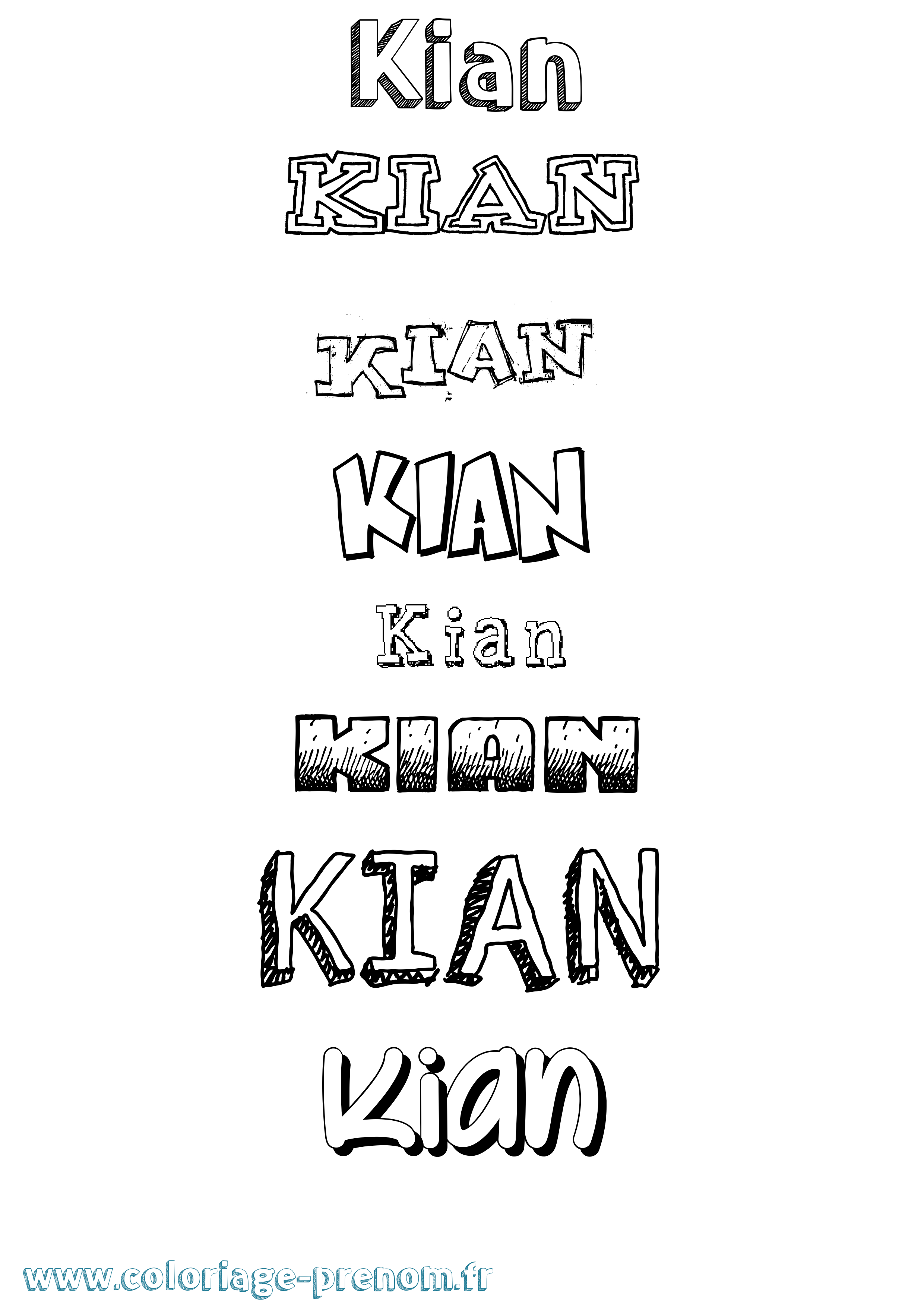 Coloriage Kian Dessiné Coloriage prénom Kian Dessiné