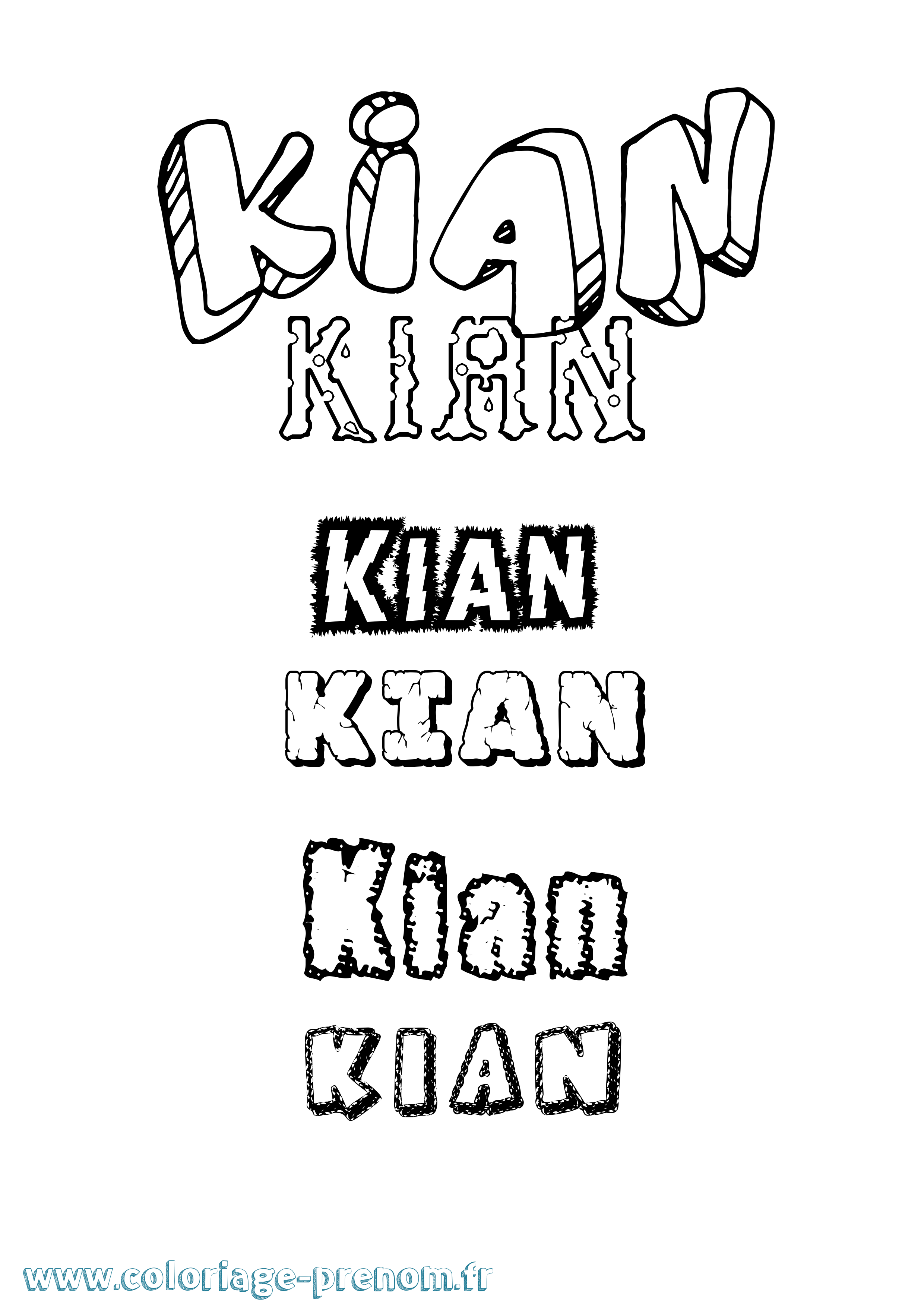 Coloriage Kian Destructuré Coloriage prénom Kian Destructuré