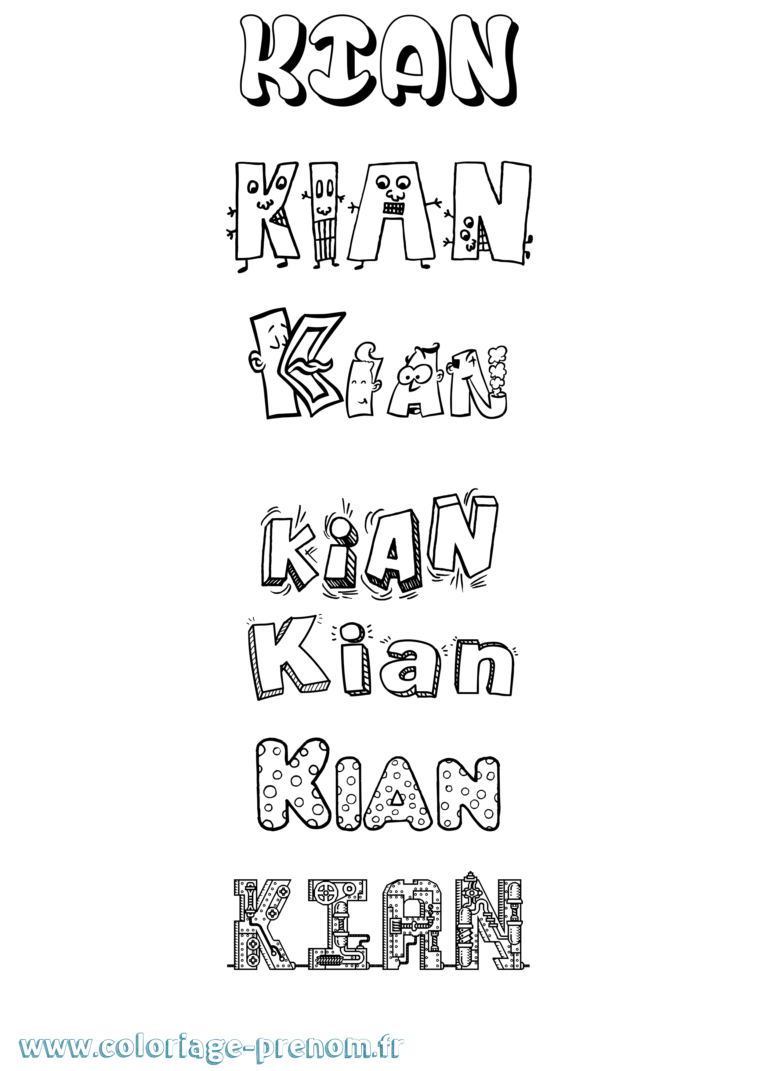 Coloriage Kian Fun Coloriage prénom Kian Fun