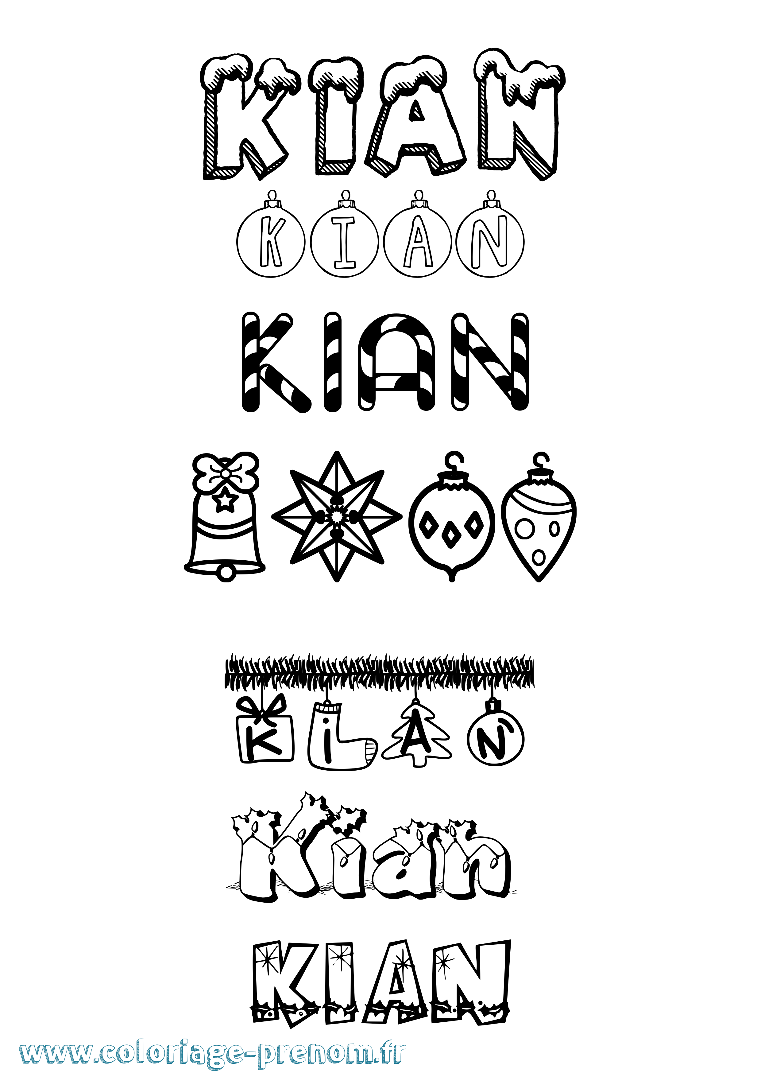 Coloriage Kian Noël Coloriage prénom Kian Noël