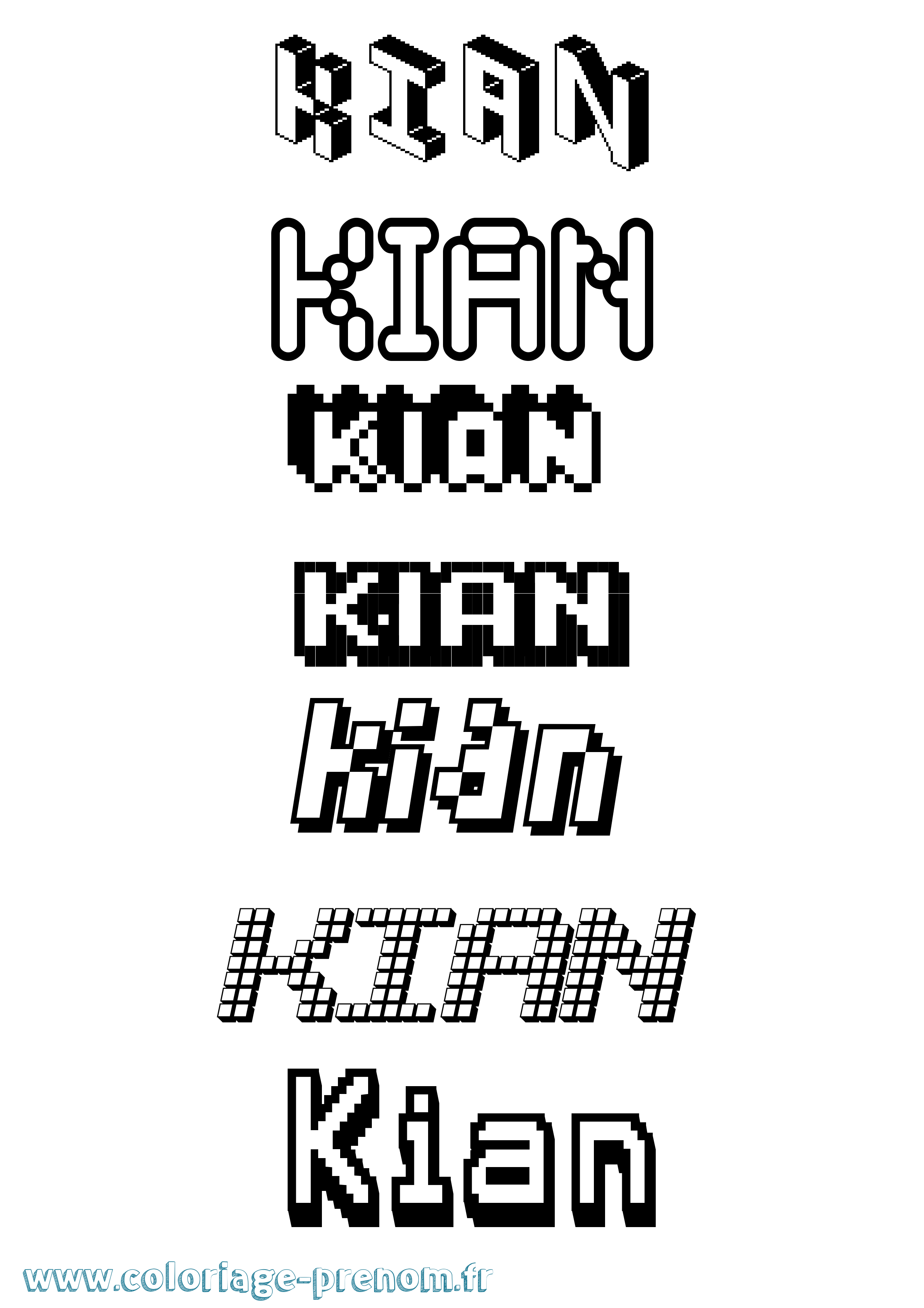 Coloriage Kian Pixel Coloriage prénom Kian Pixel