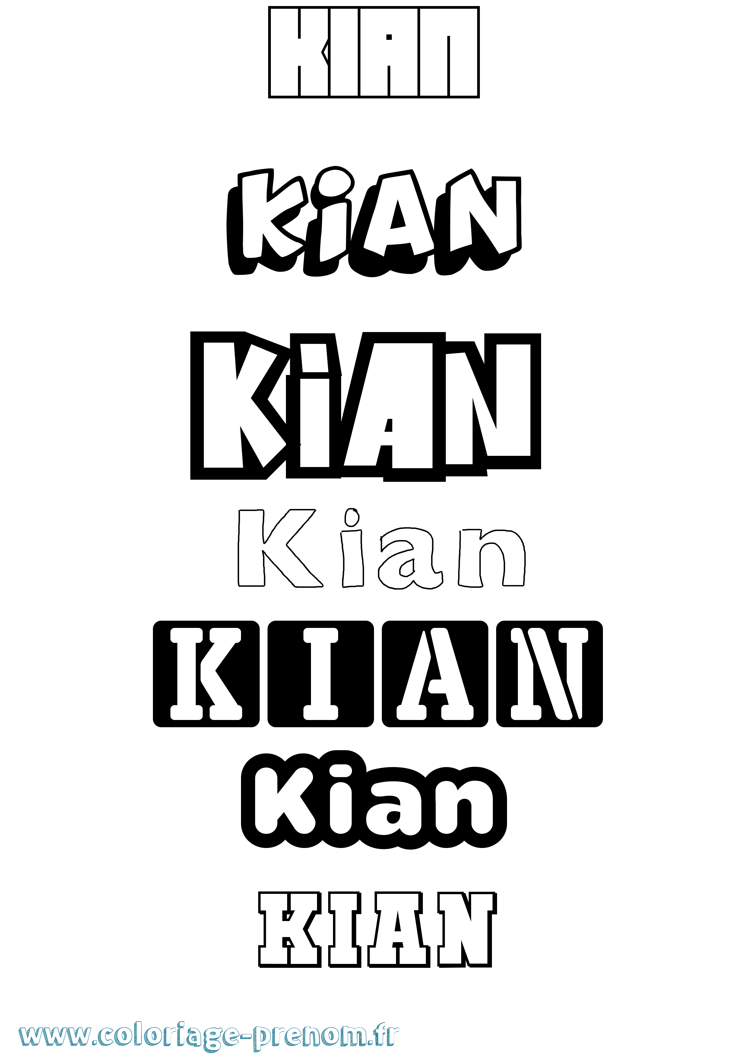 Coloriage Kian Simple Coloriage prénom Kian Simple