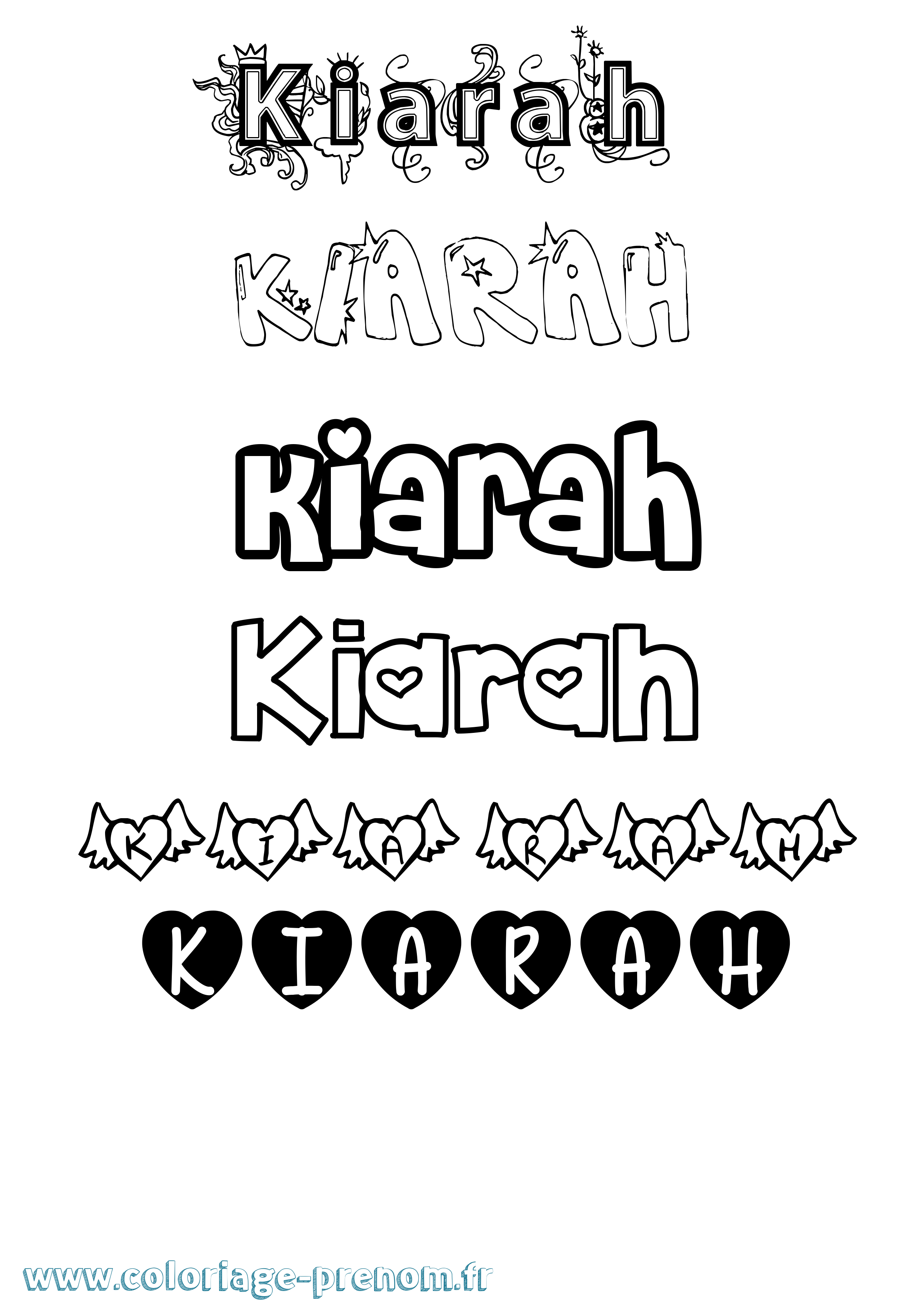 Coloriage Kiarah Girly Coloriage prénom Kiarah Girly