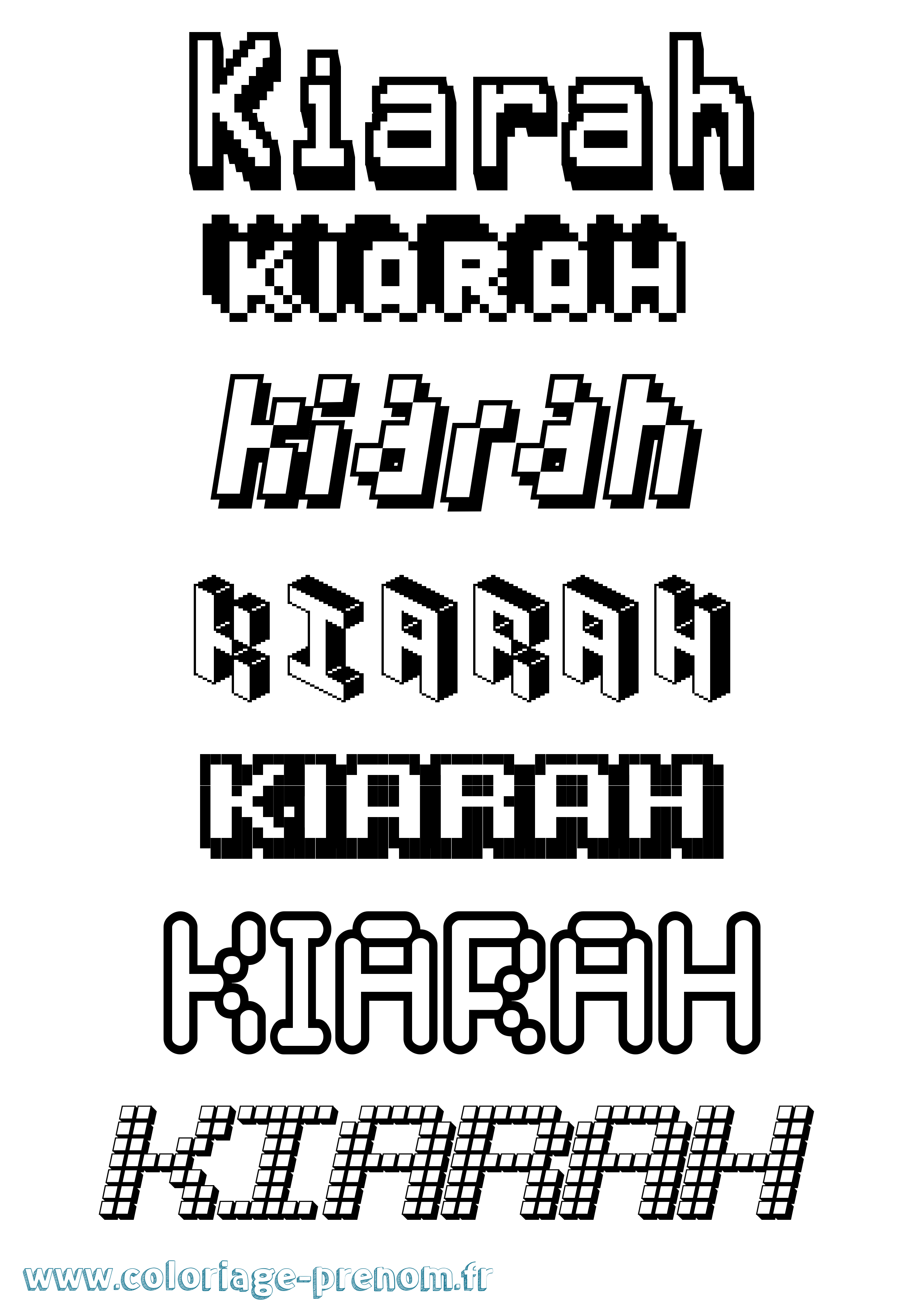 Coloriage Kiarah Pixel Coloriage prénom Kiarah Pixel