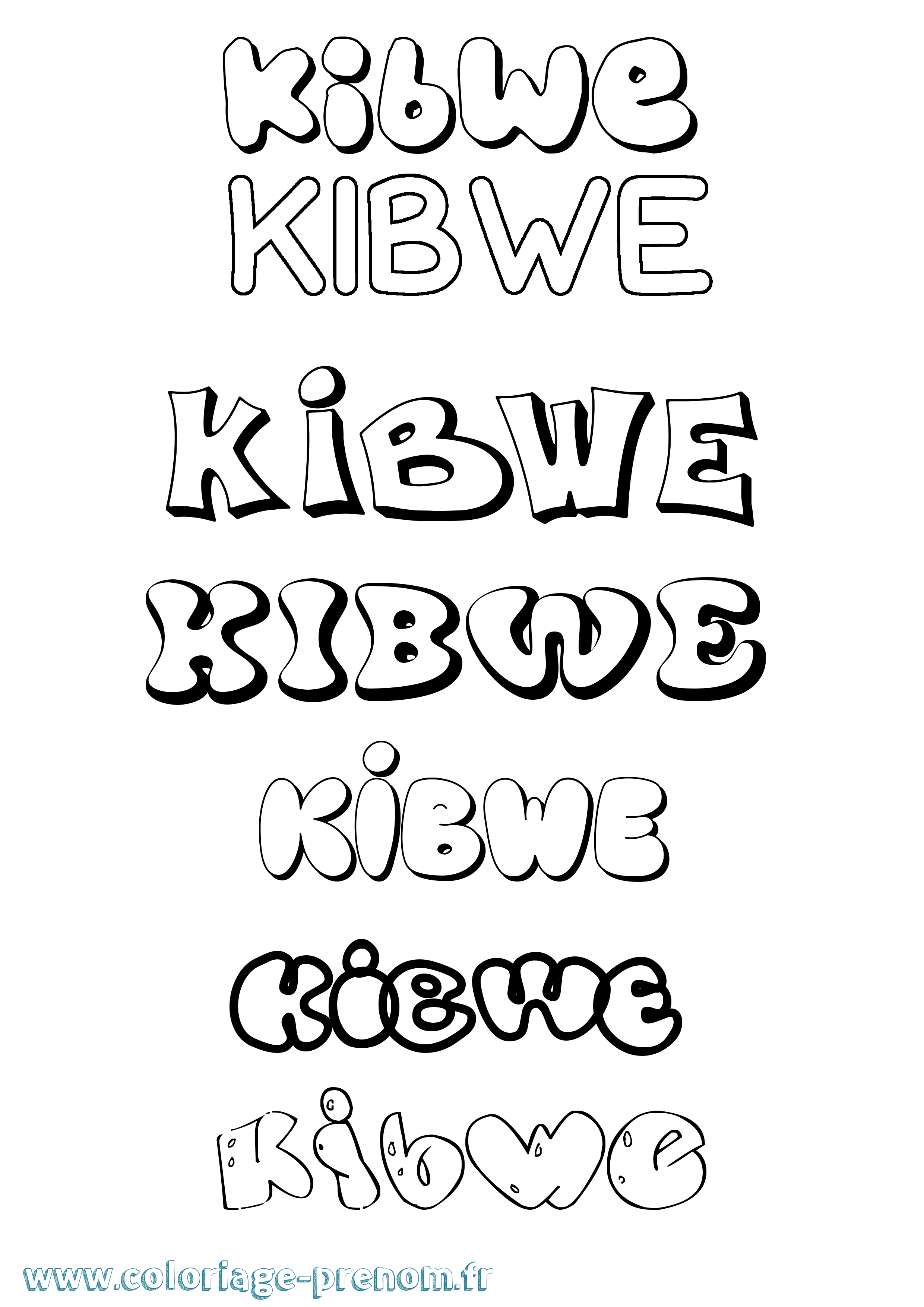 Coloriage Kibwe Bubble Coloriage prénom Kibwe Bubble