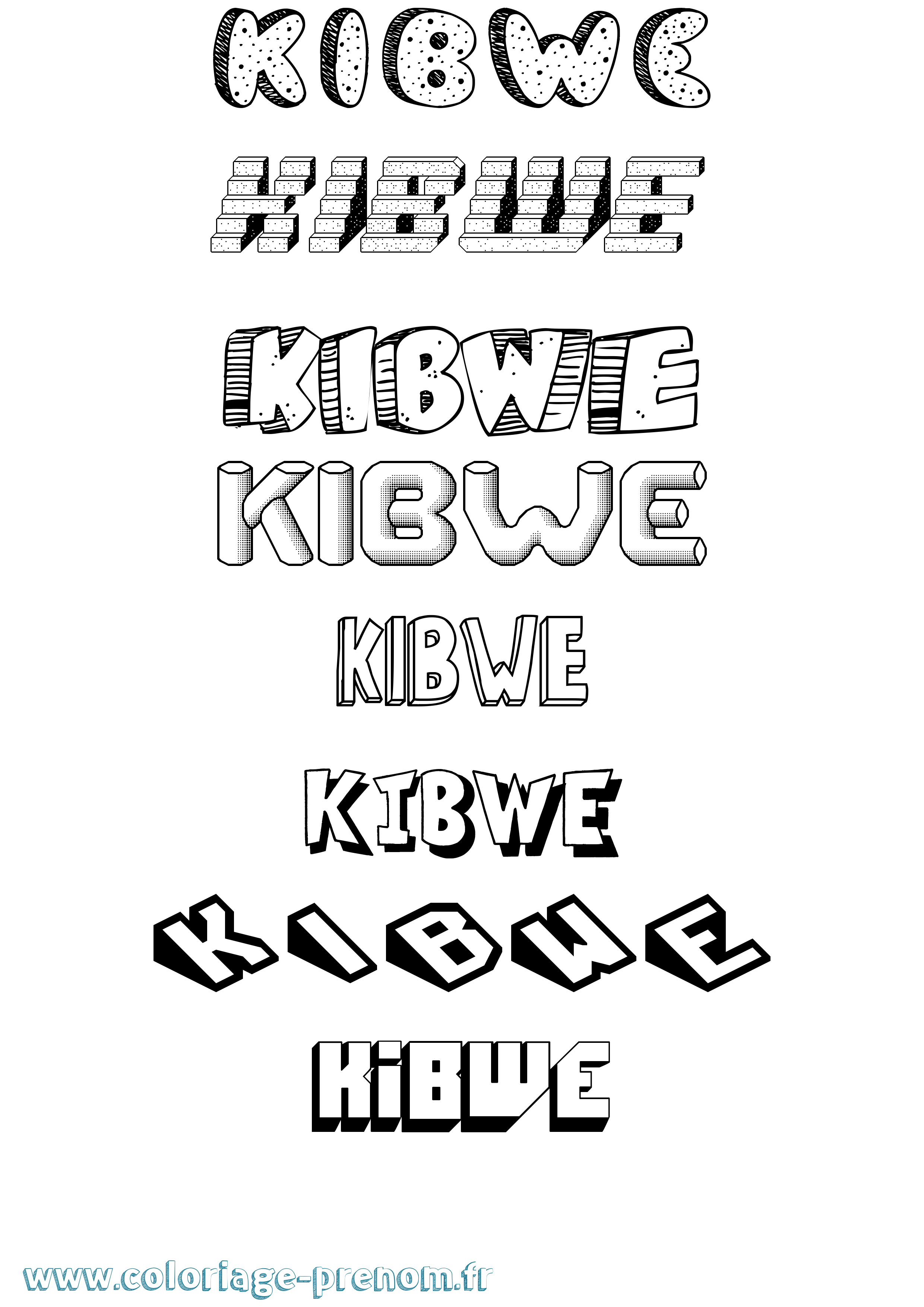 Coloriage Kibwe Effet 3D Coloriage prénom Kibwe Effet 3D
