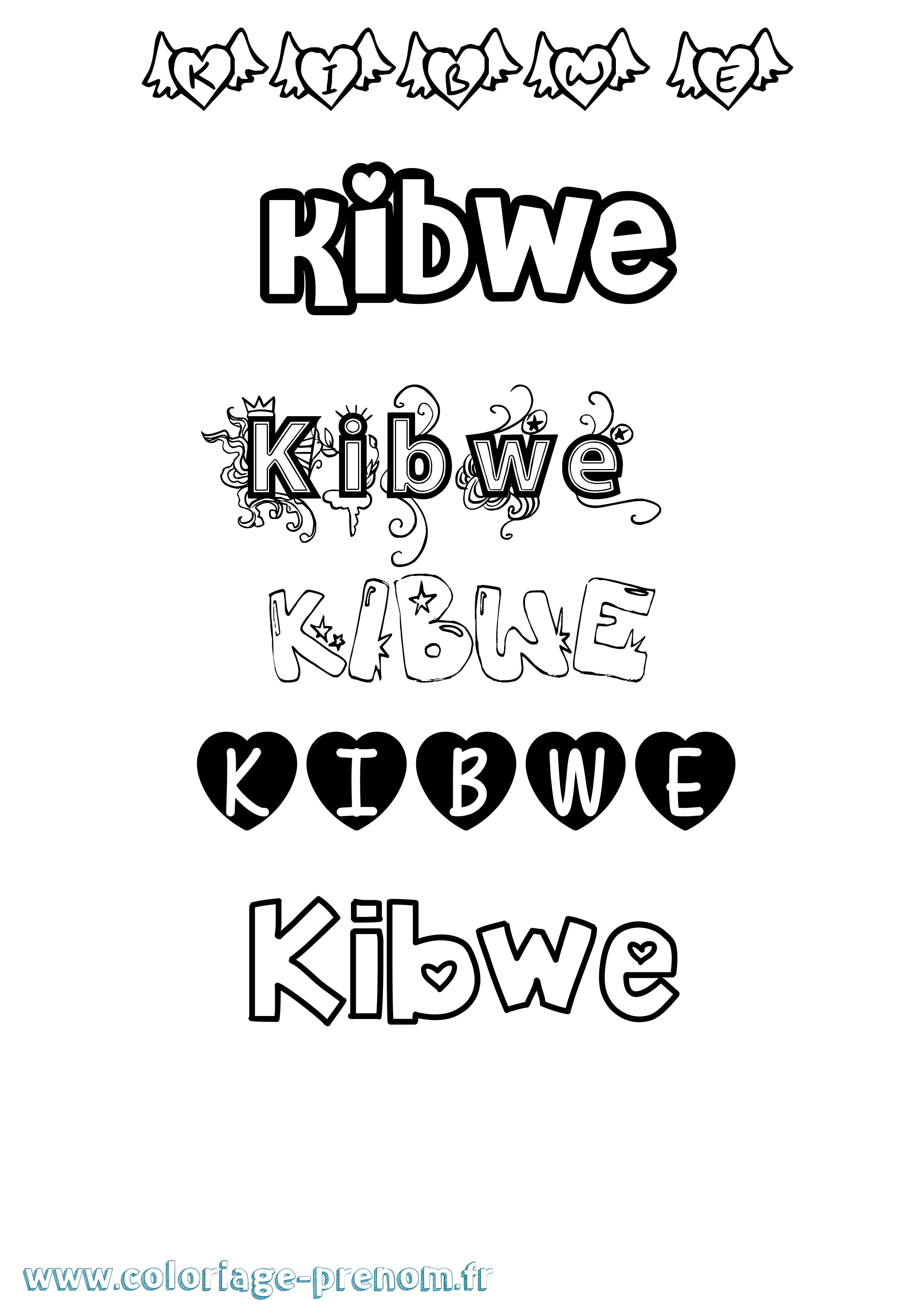 Coloriage Kibwe Girly Coloriage prénom Kibwe Girly