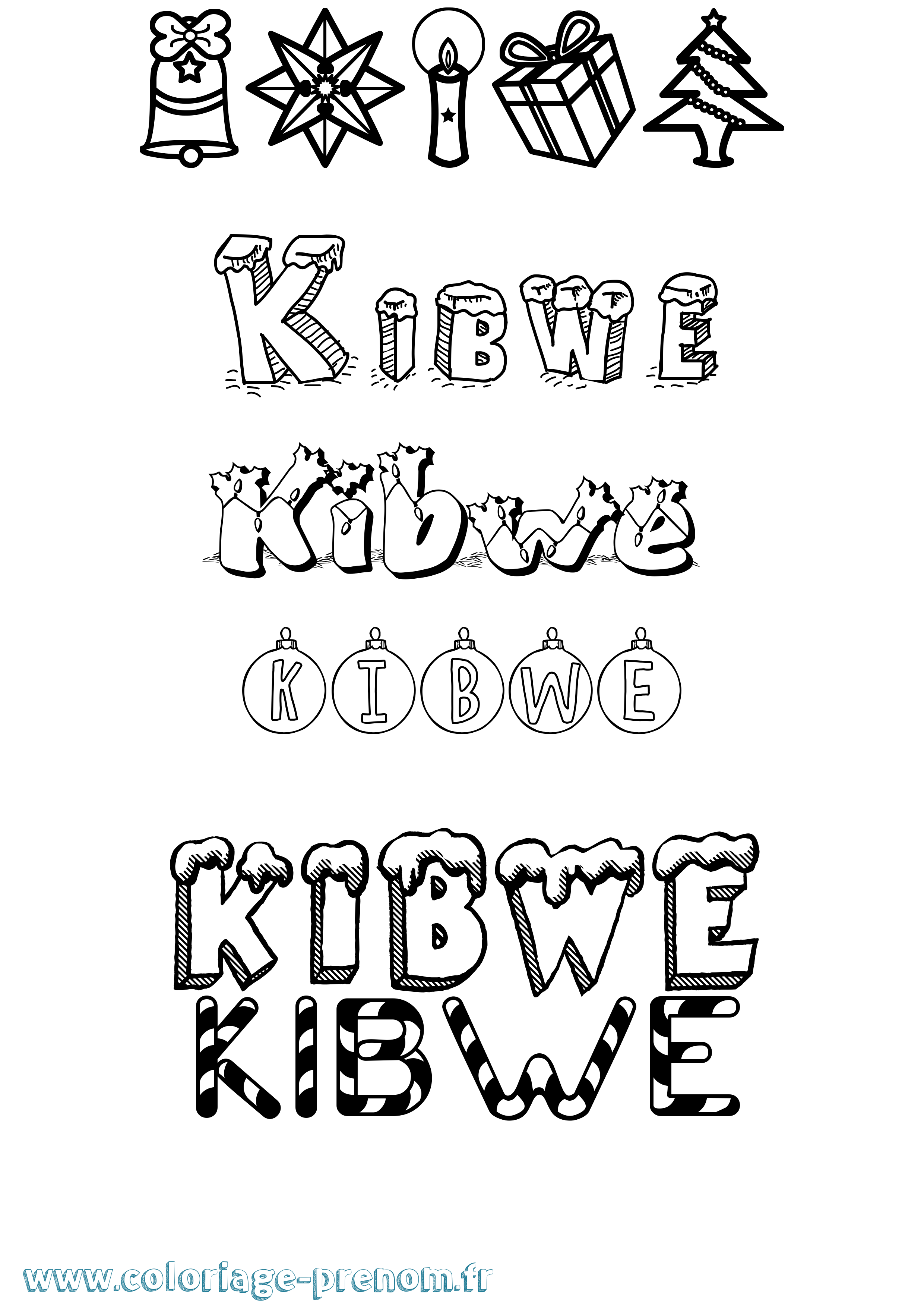 Coloriage Kibwe Noël Coloriage prénom Kibwe Noël