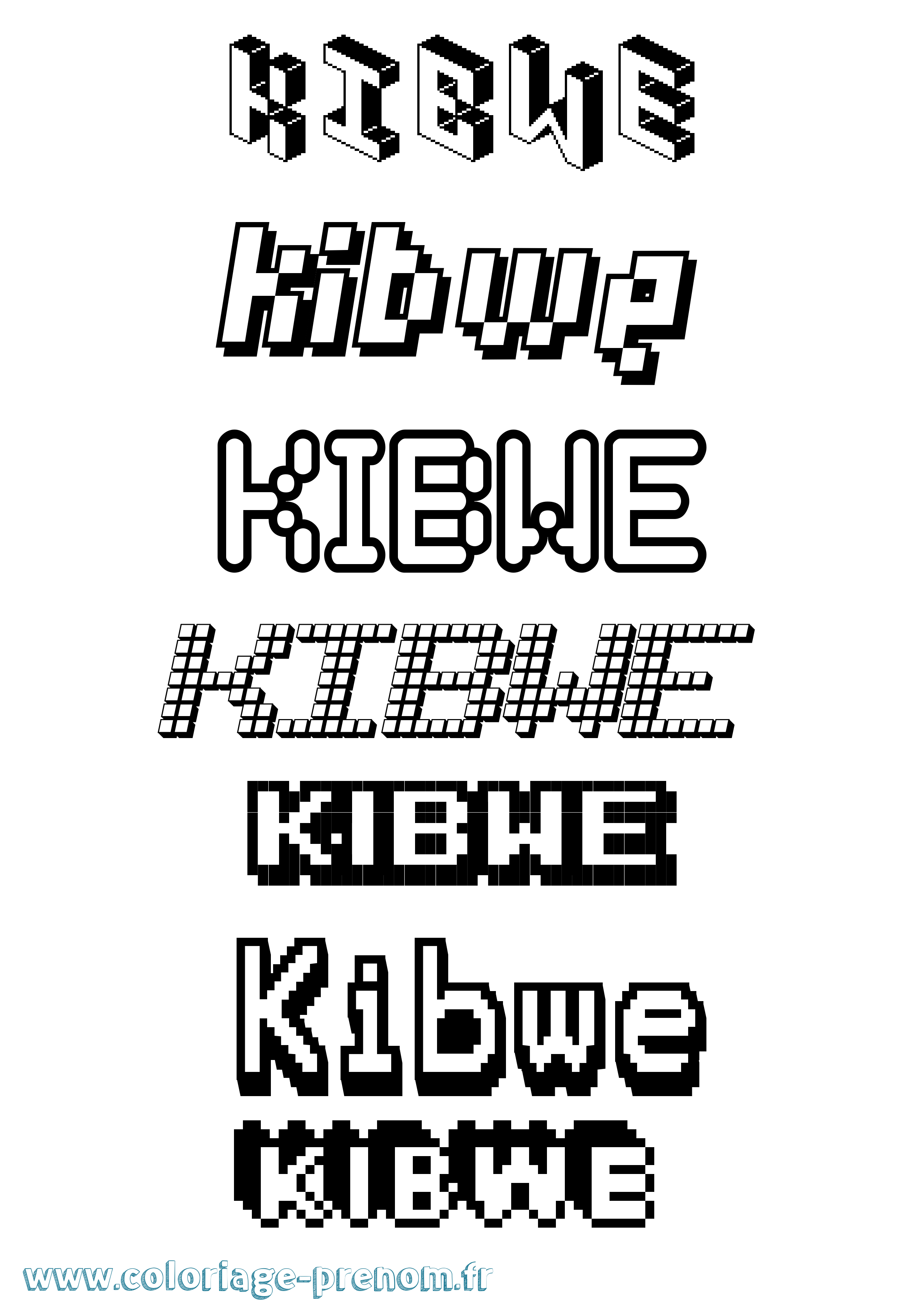 Coloriage Kibwe Pixel Coloriage prénom Kibwe Pixel