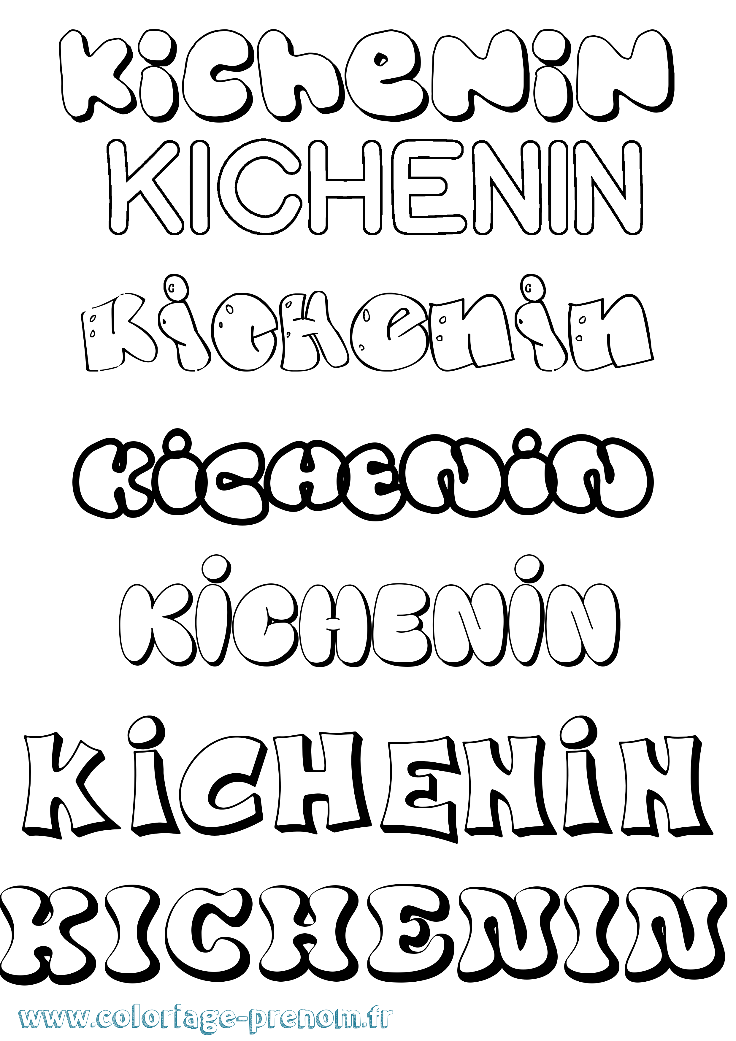 Coloriage Kichenin Bubble Coloriage prénom Kichenin Bubble
