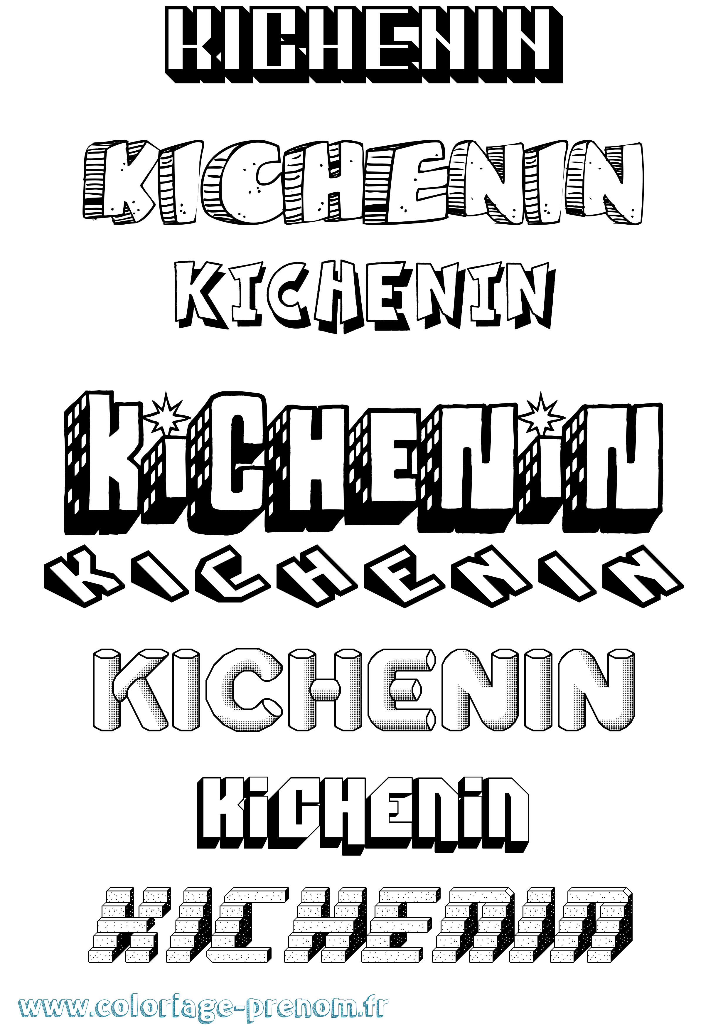 Coloriage Kichenin Effet 3D Coloriage prénom Kichenin Effet 3D