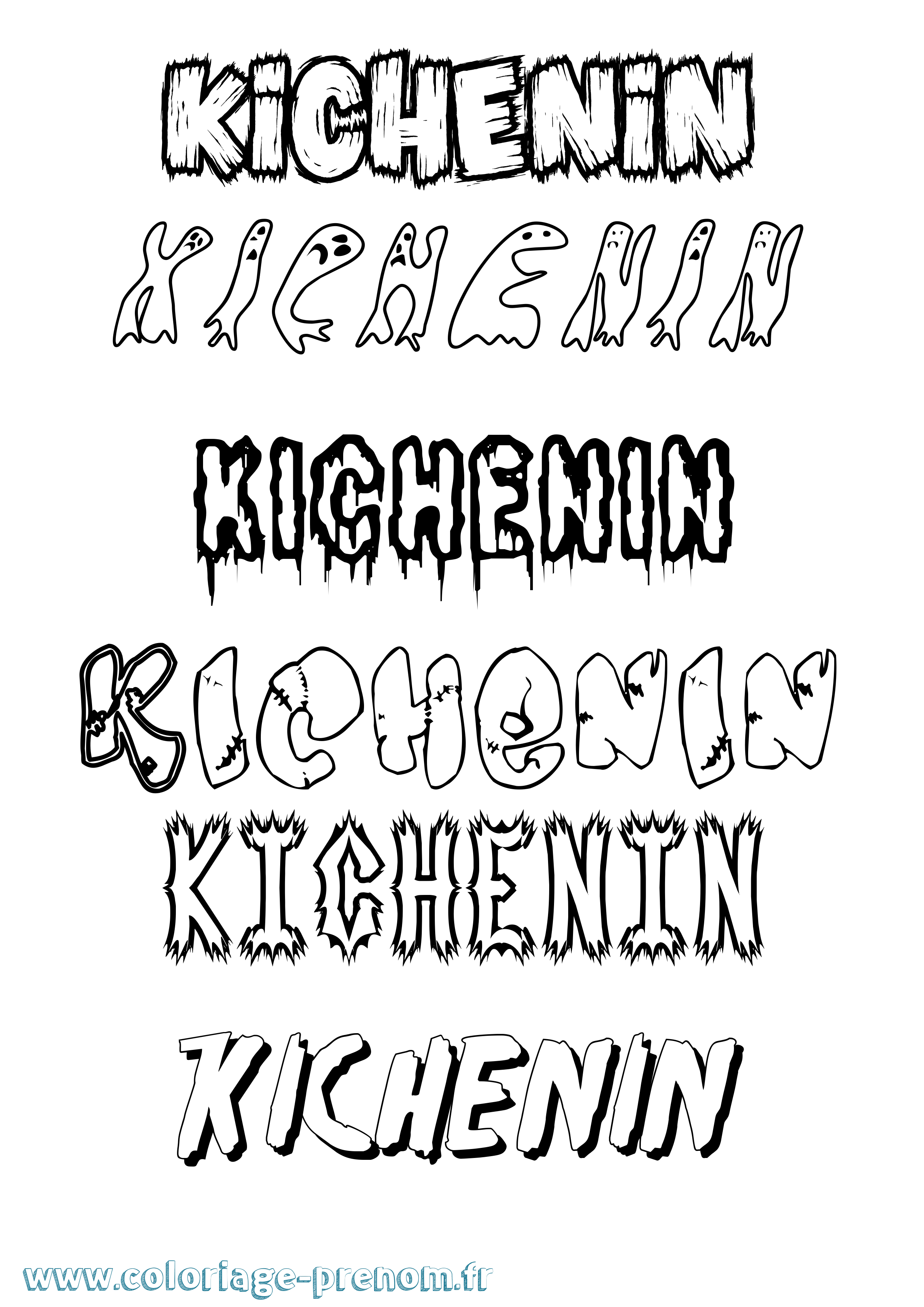 Coloriage Kichenin Frisson Coloriage prénom Kichenin Frisson
