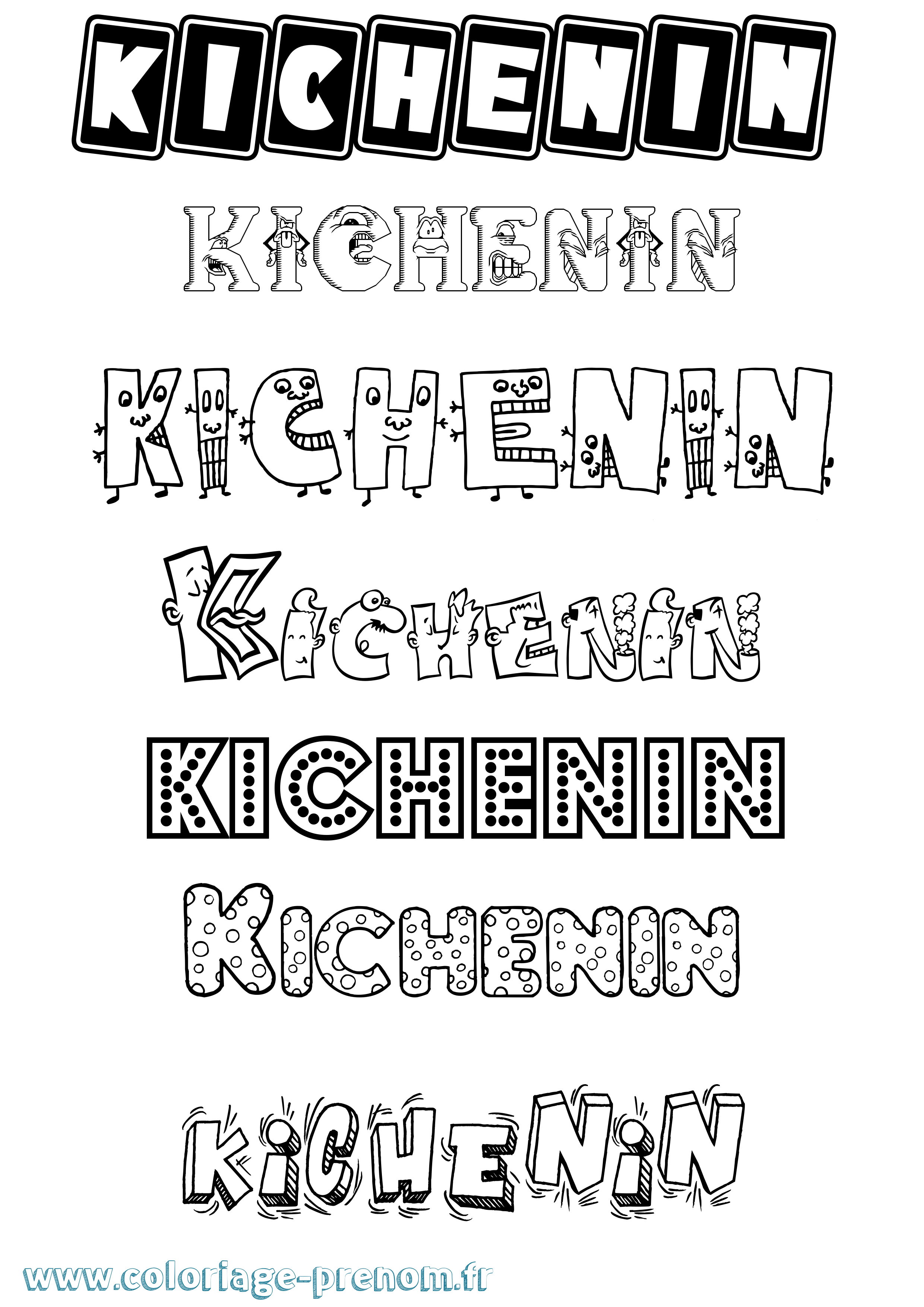 Coloriage Kichenin Fun Coloriage prénom Kichenin Fun