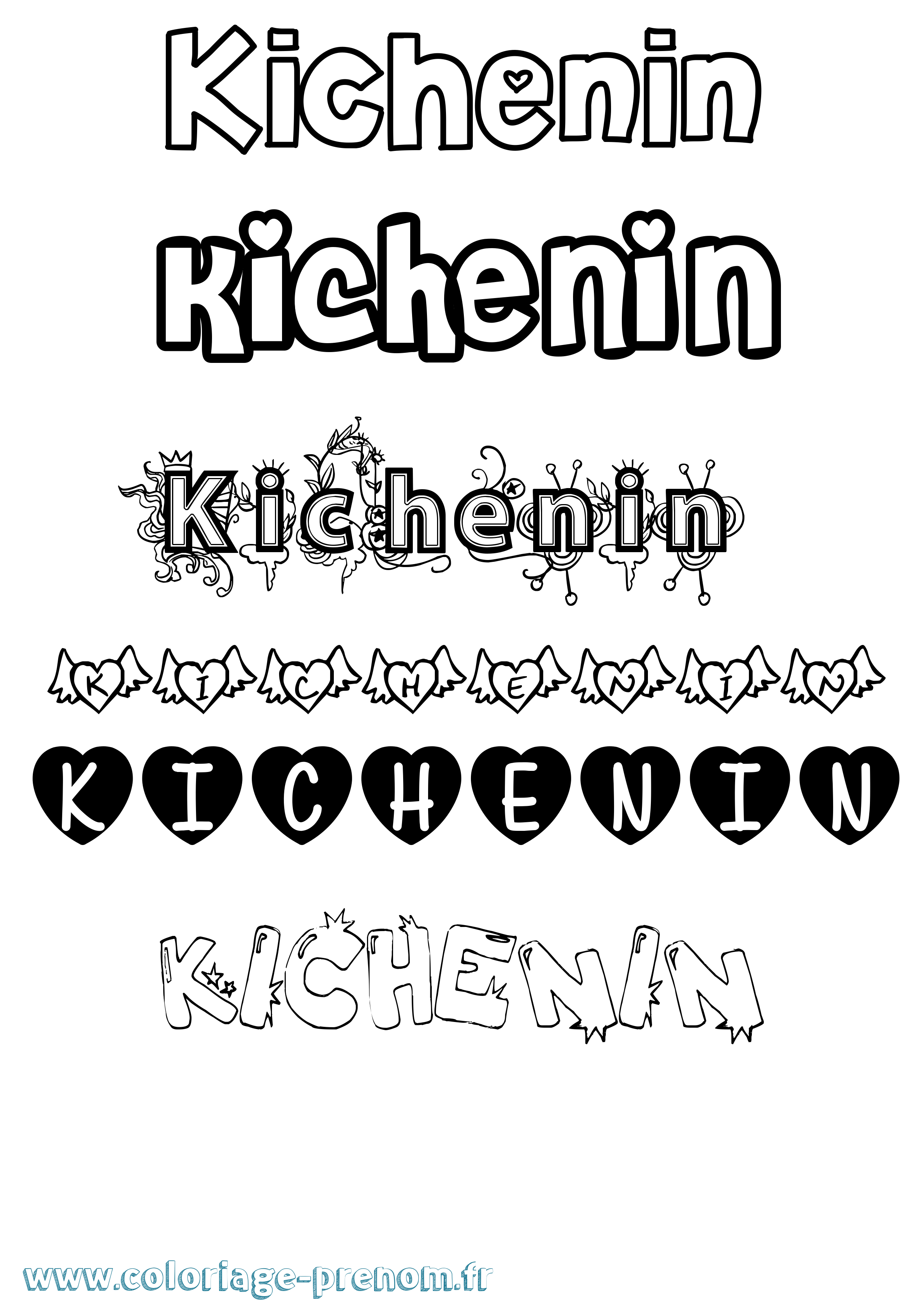 Coloriage Kichenin Girly Coloriage prénom Kichenin Girly