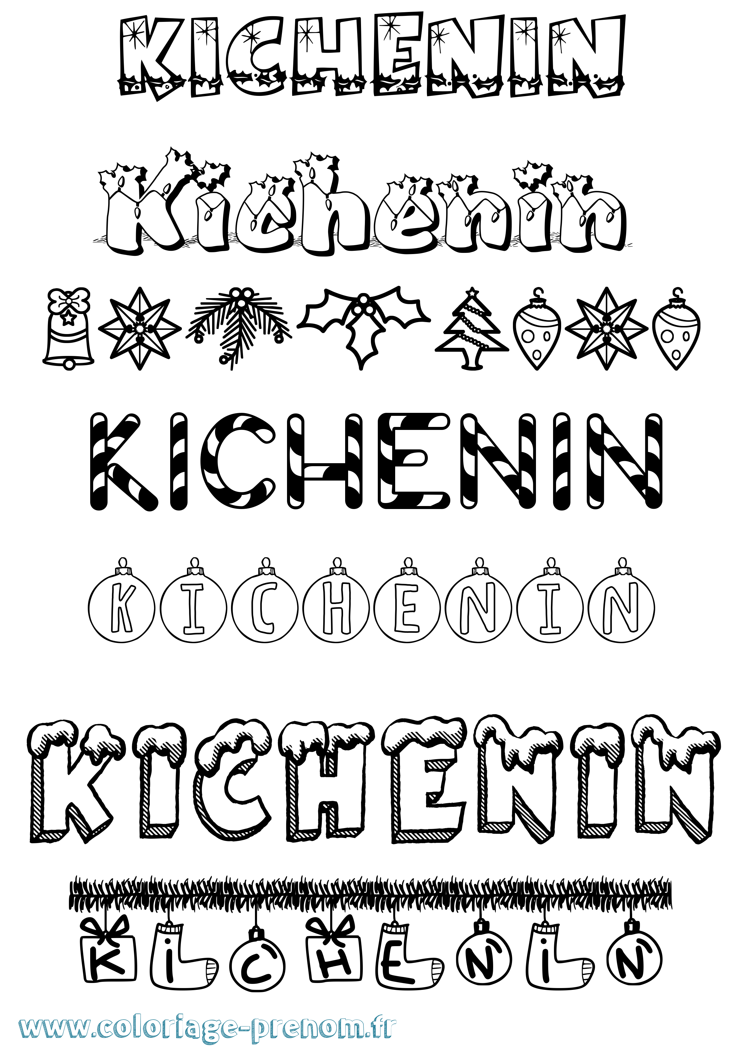 Coloriage Kichenin Noël Coloriage prénom Kichenin Noël