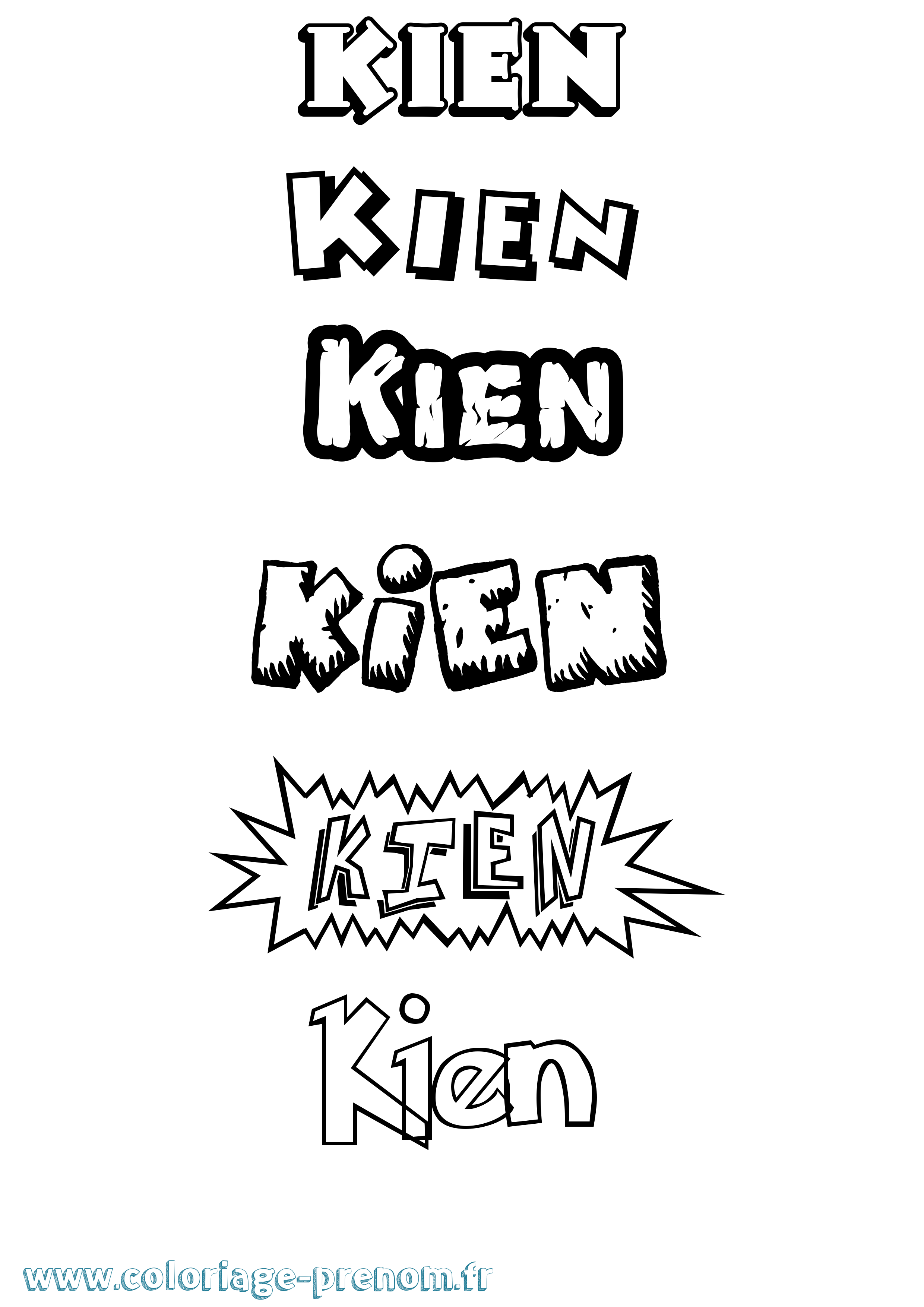 Coloriage Kien Dessin Animé Coloriage prénom Kien Dessin Animé