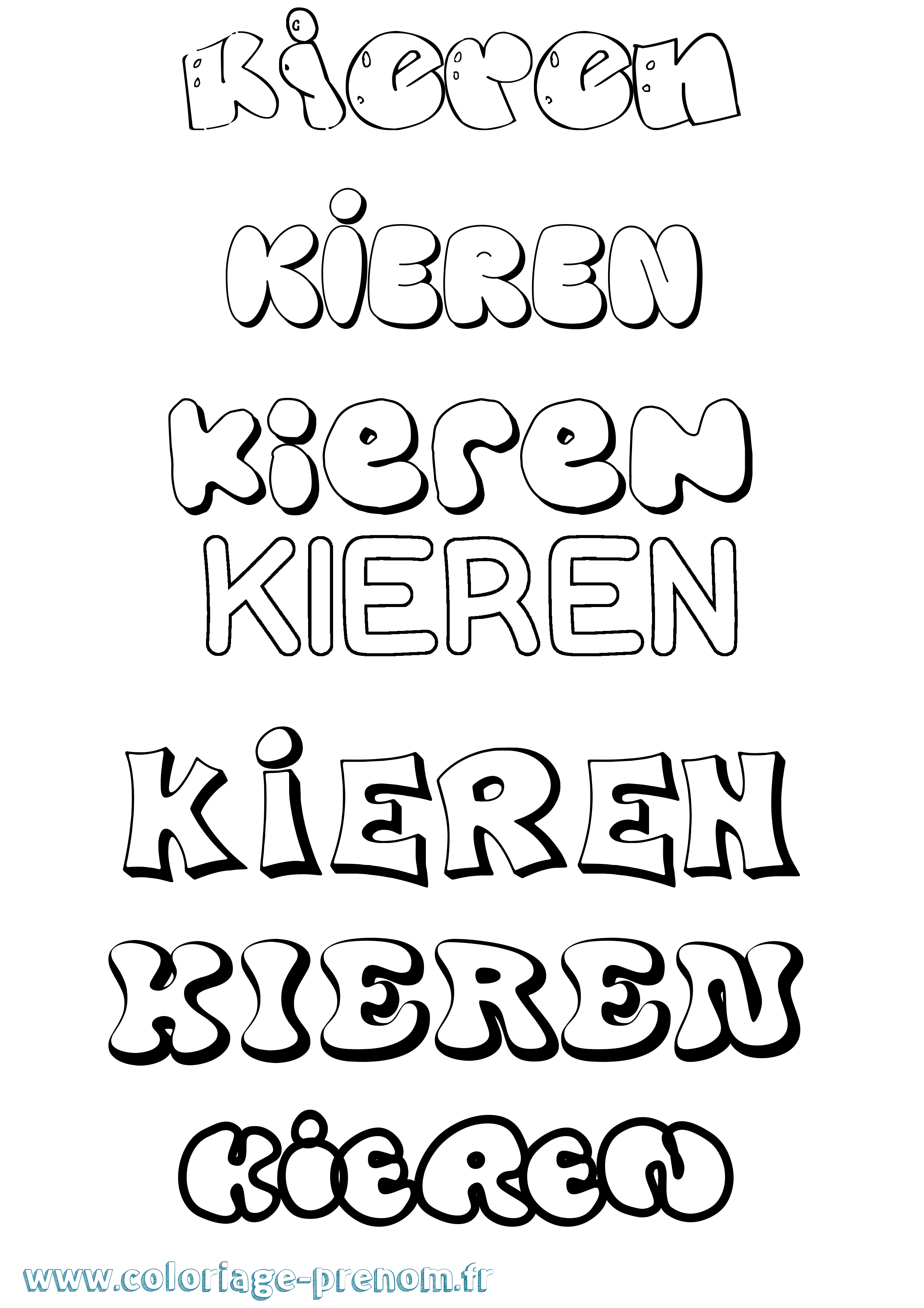 Coloriage Kieren Bubble Coloriage prénom Kieren Bubble