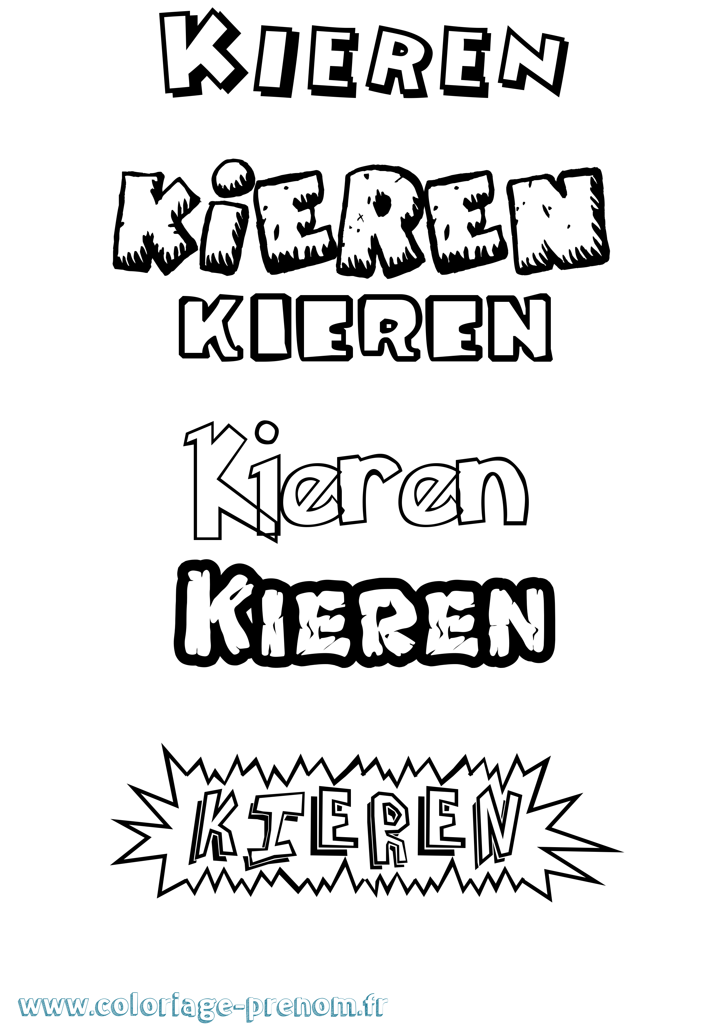 Coloriage Kieren Dessin Animé Coloriage prénom Kieren Dessin Animé