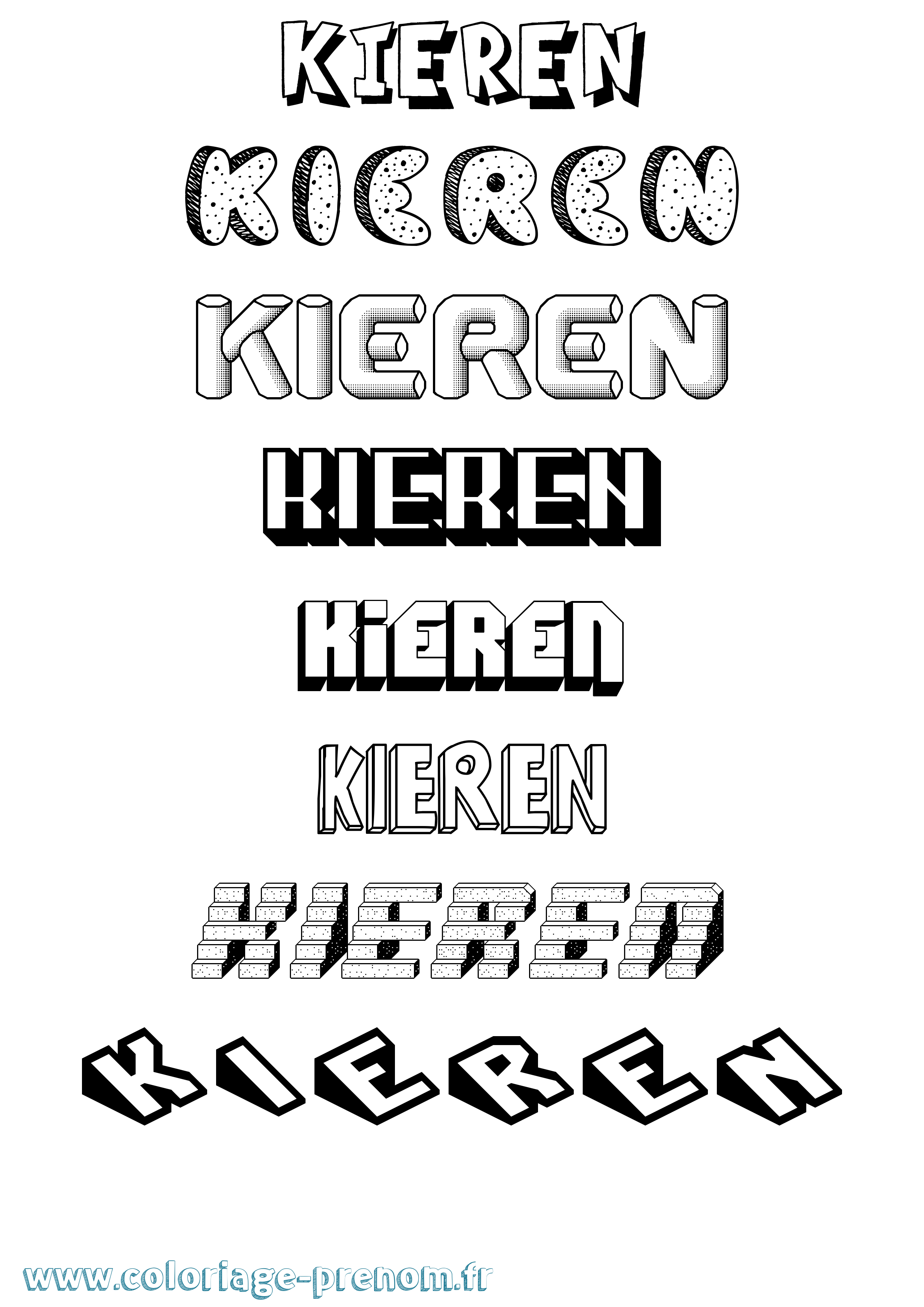 Coloriage Kieren Effet 3D Coloriage prénom Kieren Effet 3D