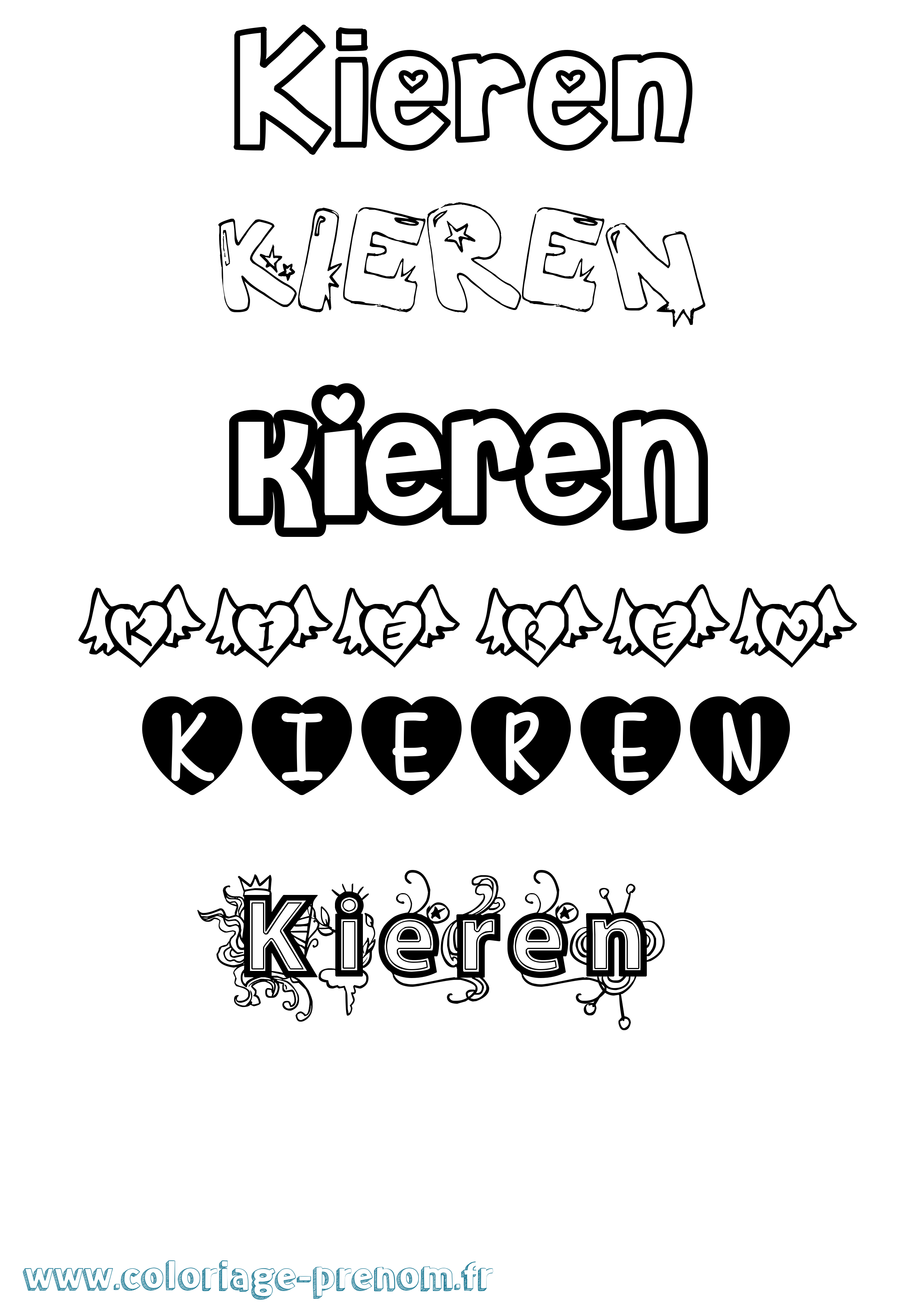 Coloriage Kieren Girly Coloriage prénom Kieren Girly