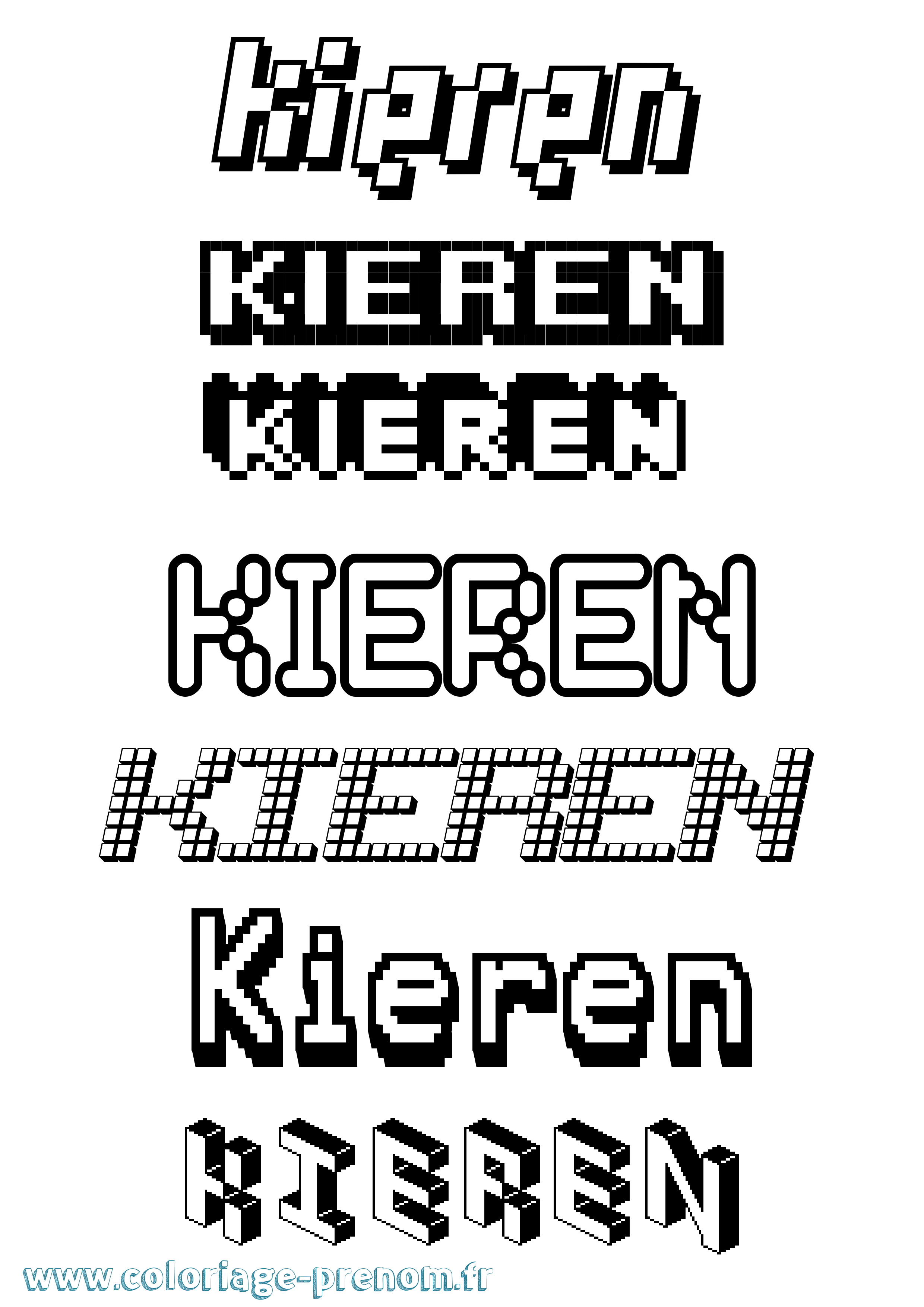 Coloriage Kieren Pixel Coloriage prénom Kieren Pixel