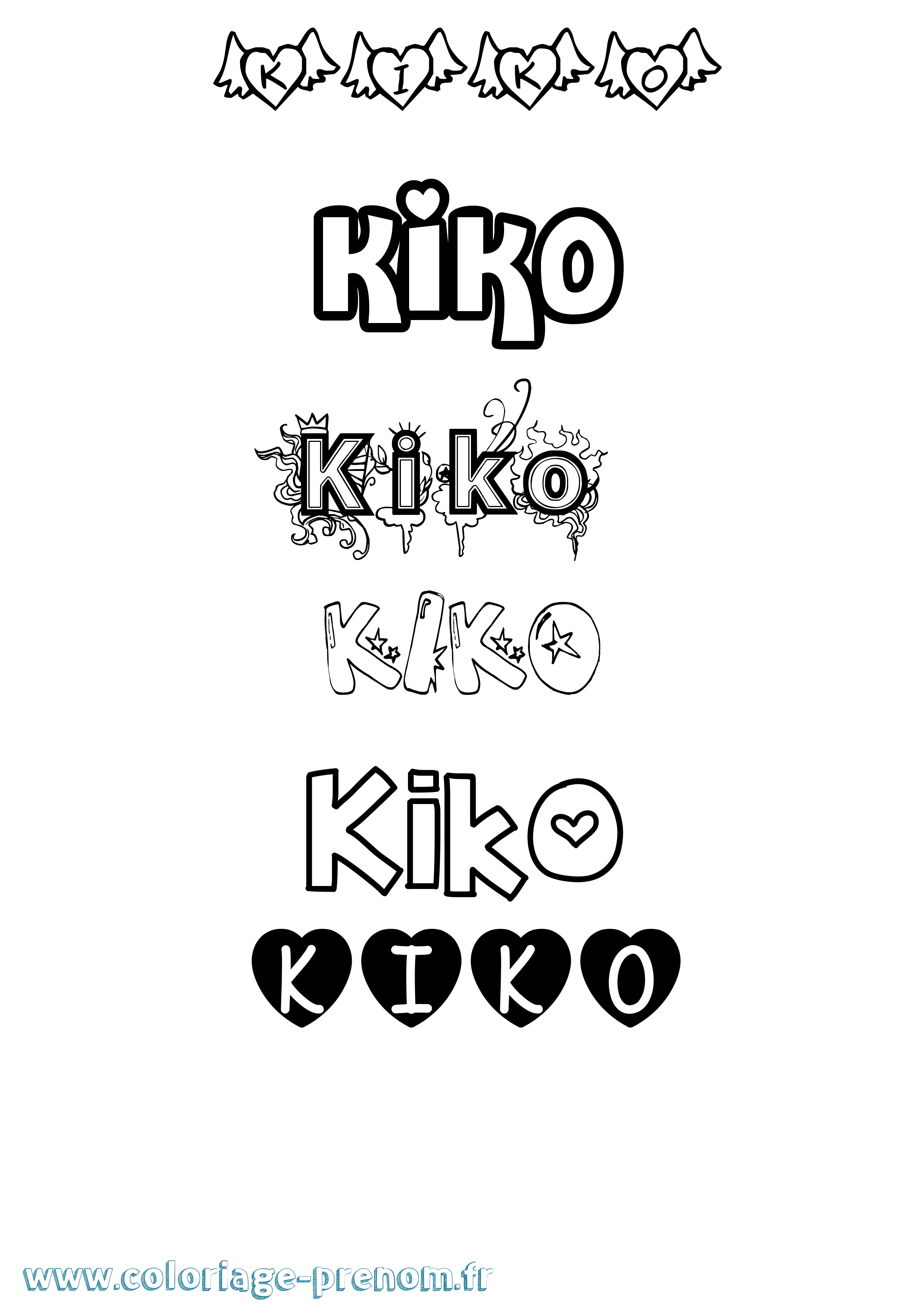 Coloriage Kiko Girly Coloriage prénom Kiko Girly