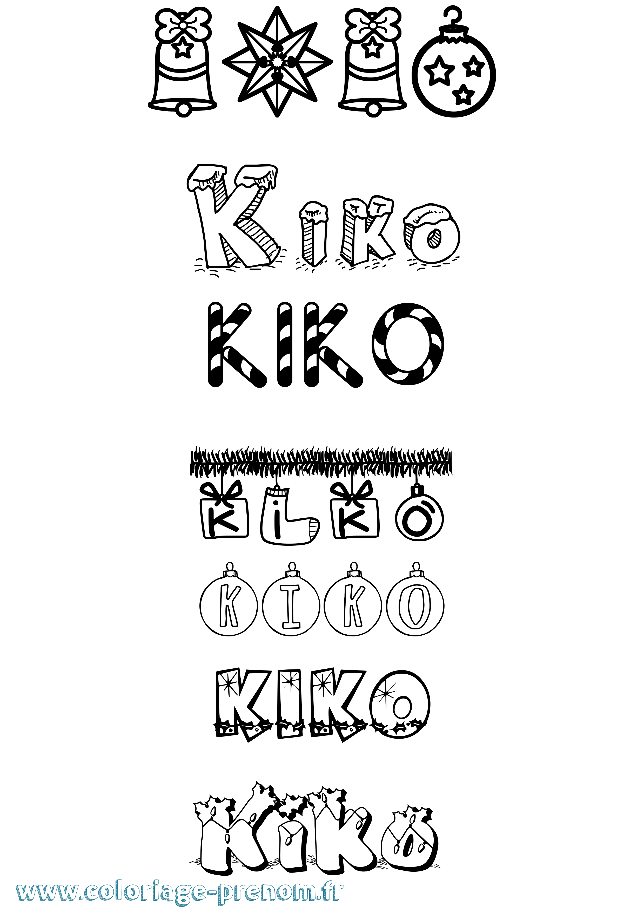 Coloriage Kiko Noël Coloriage prénom Kiko Noël