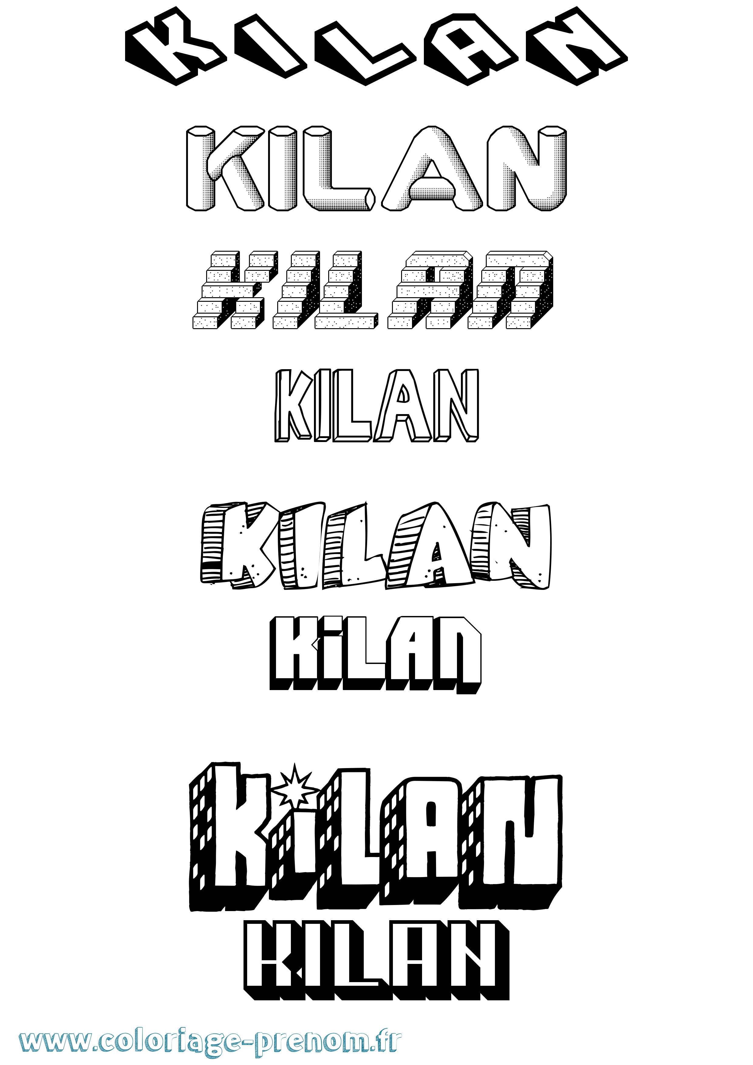Coloriage Kilan Effet 3D Coloriage prénom Kilan Effet 3D