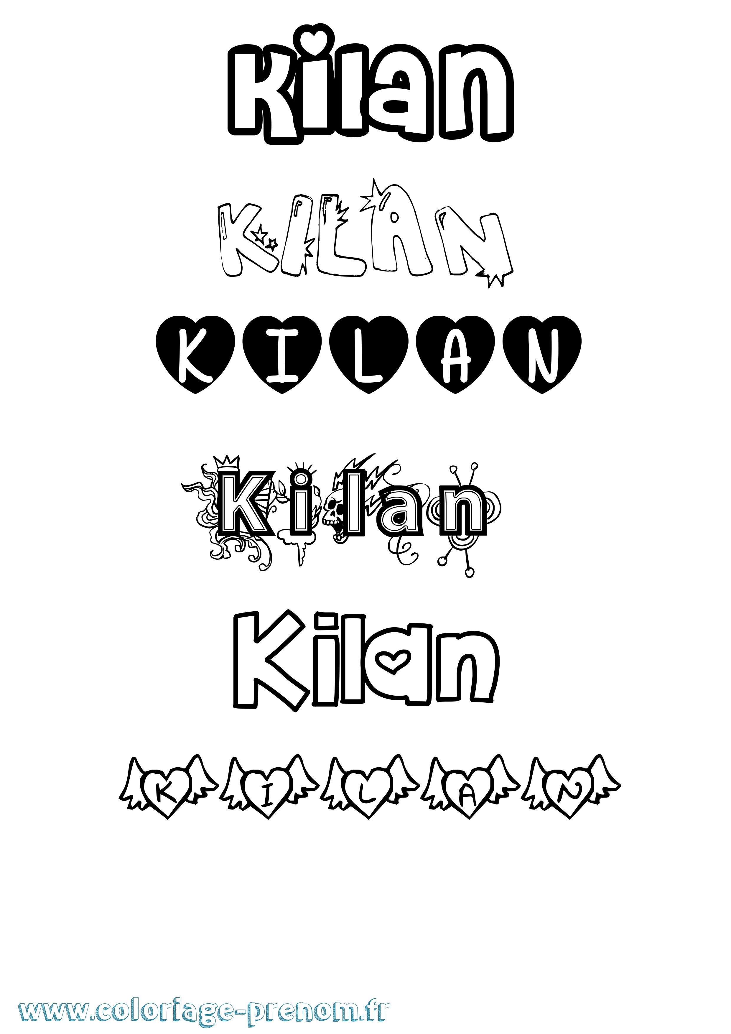 Coloriage Kilan Girly Coloriage prénom Kilan Girly