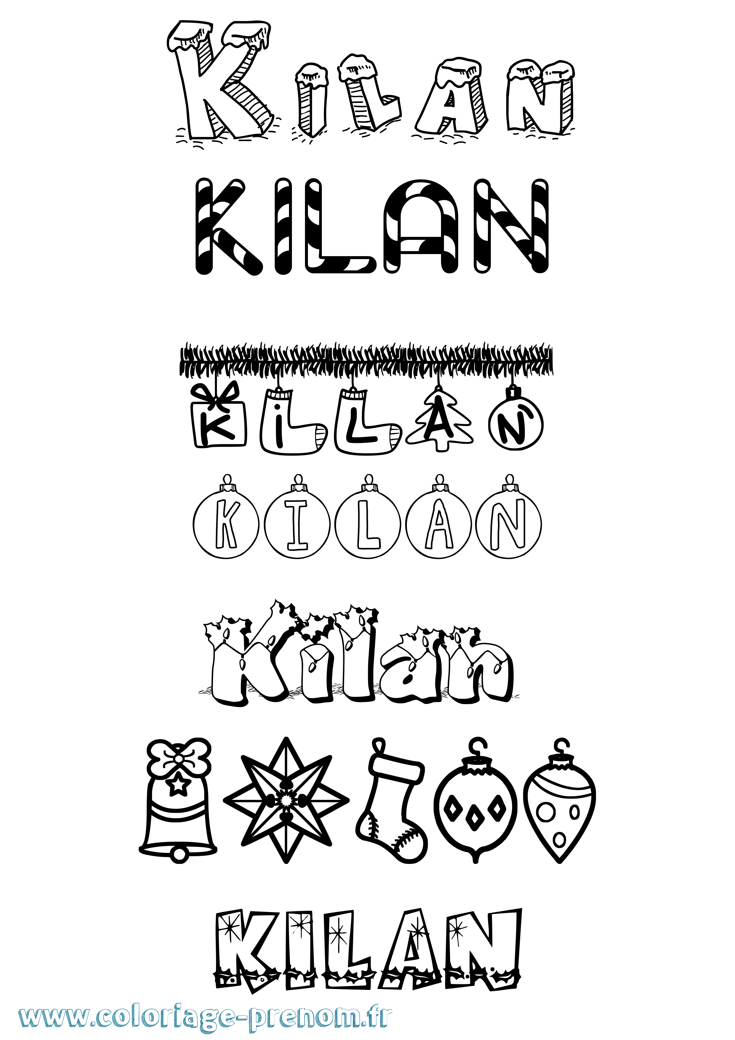 Coloriage Kilan Noël Coloriage prénom Kilan Noël