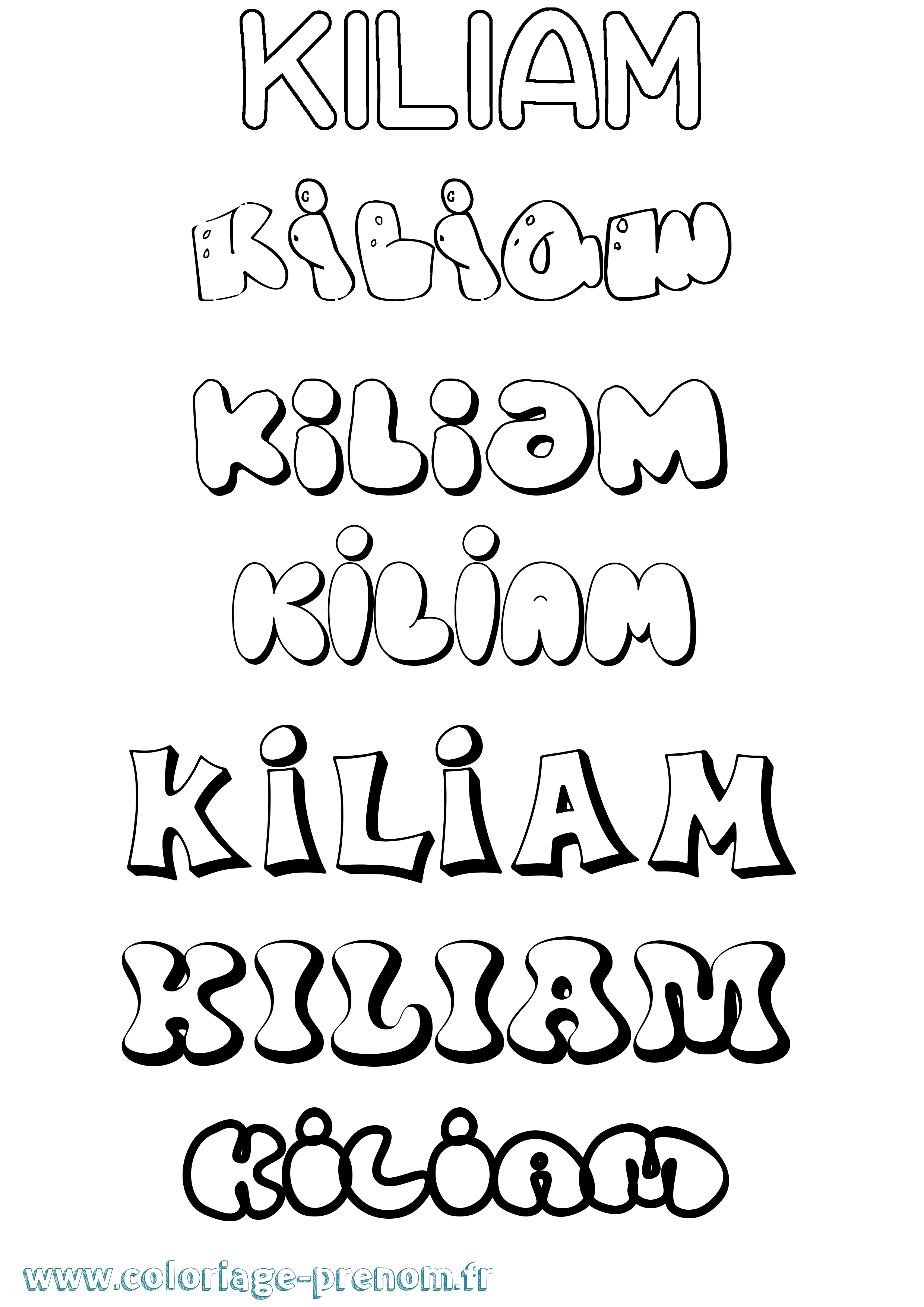Coloriage Kiliam Bubble Coloriage prénom Kiliam Bubble