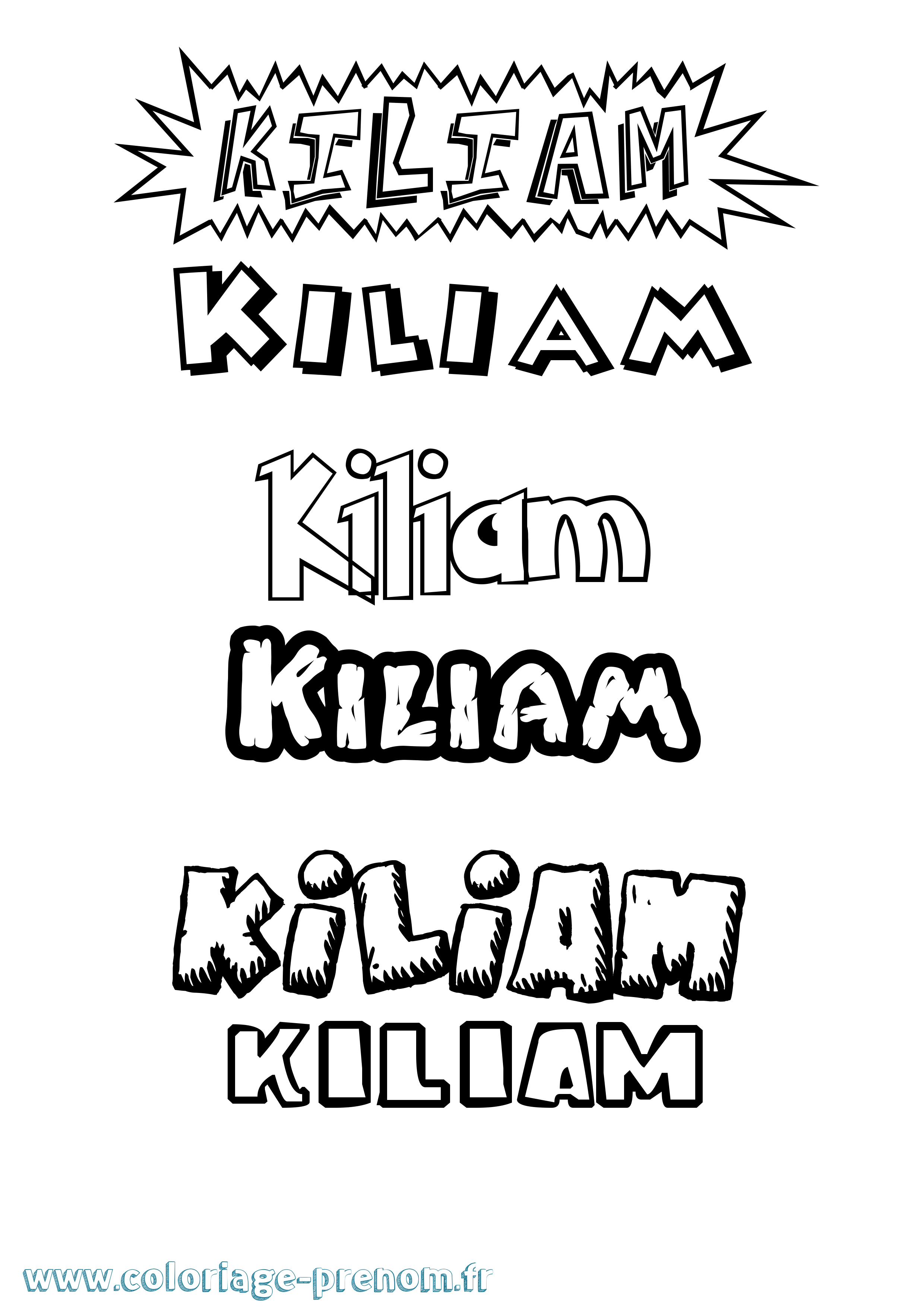 Coloriage Kiliam Dessin Animé Coloriage prénom Kiliam Dessin Animé