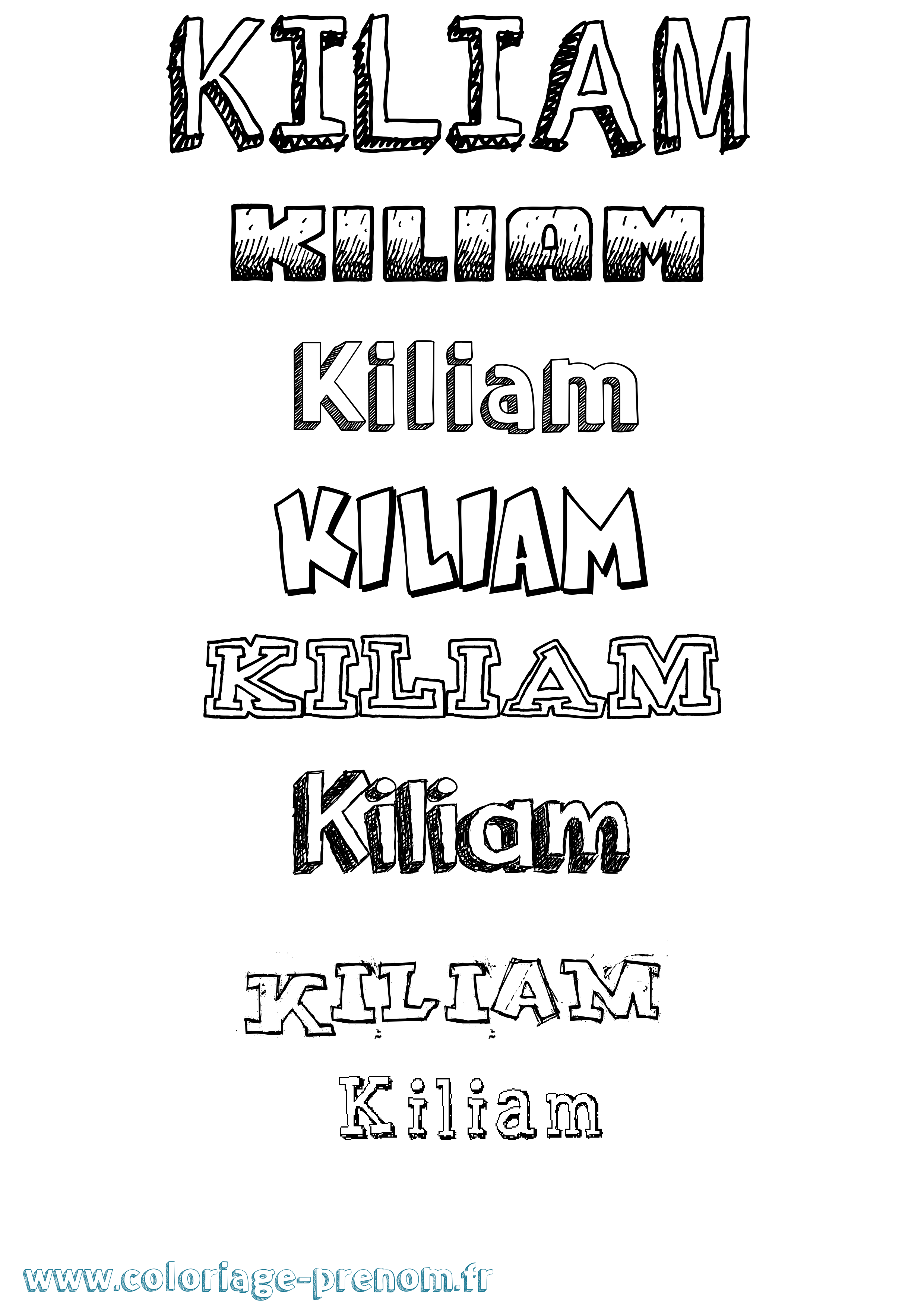 Coloriage Kiliam Dessiné Coloriage prénom Kiliam Dessiné