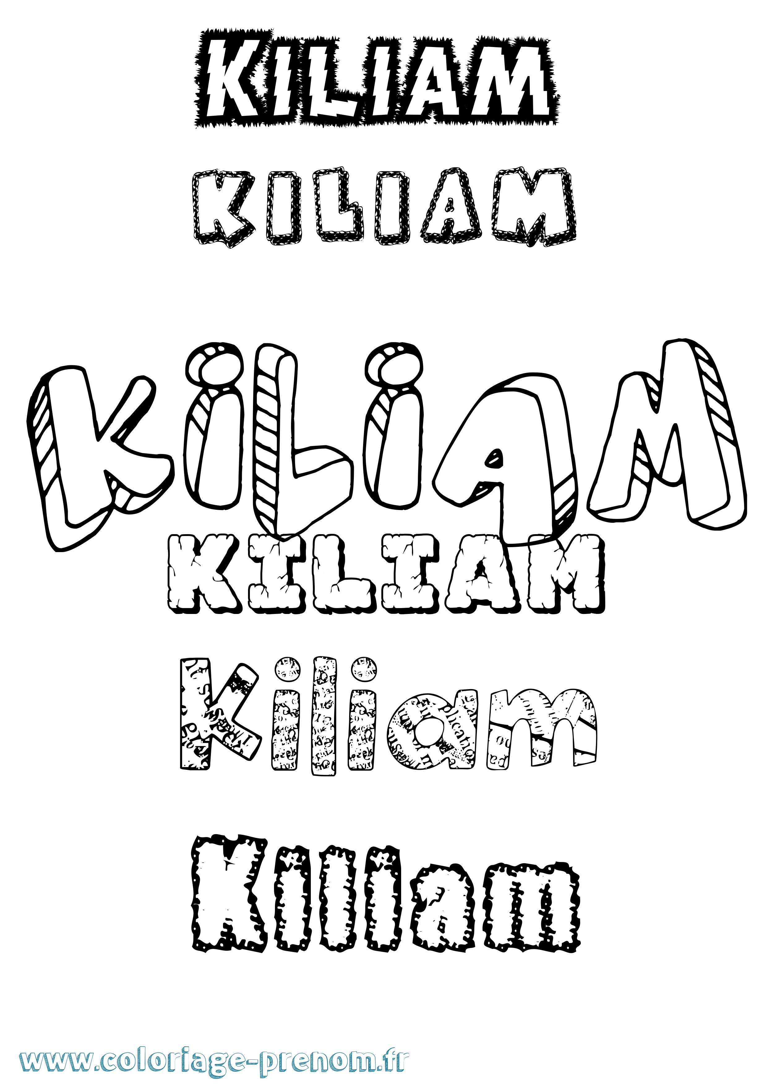 Coloriage Kiliam Destructuré Coloriage prénom Kiliam Destructuré