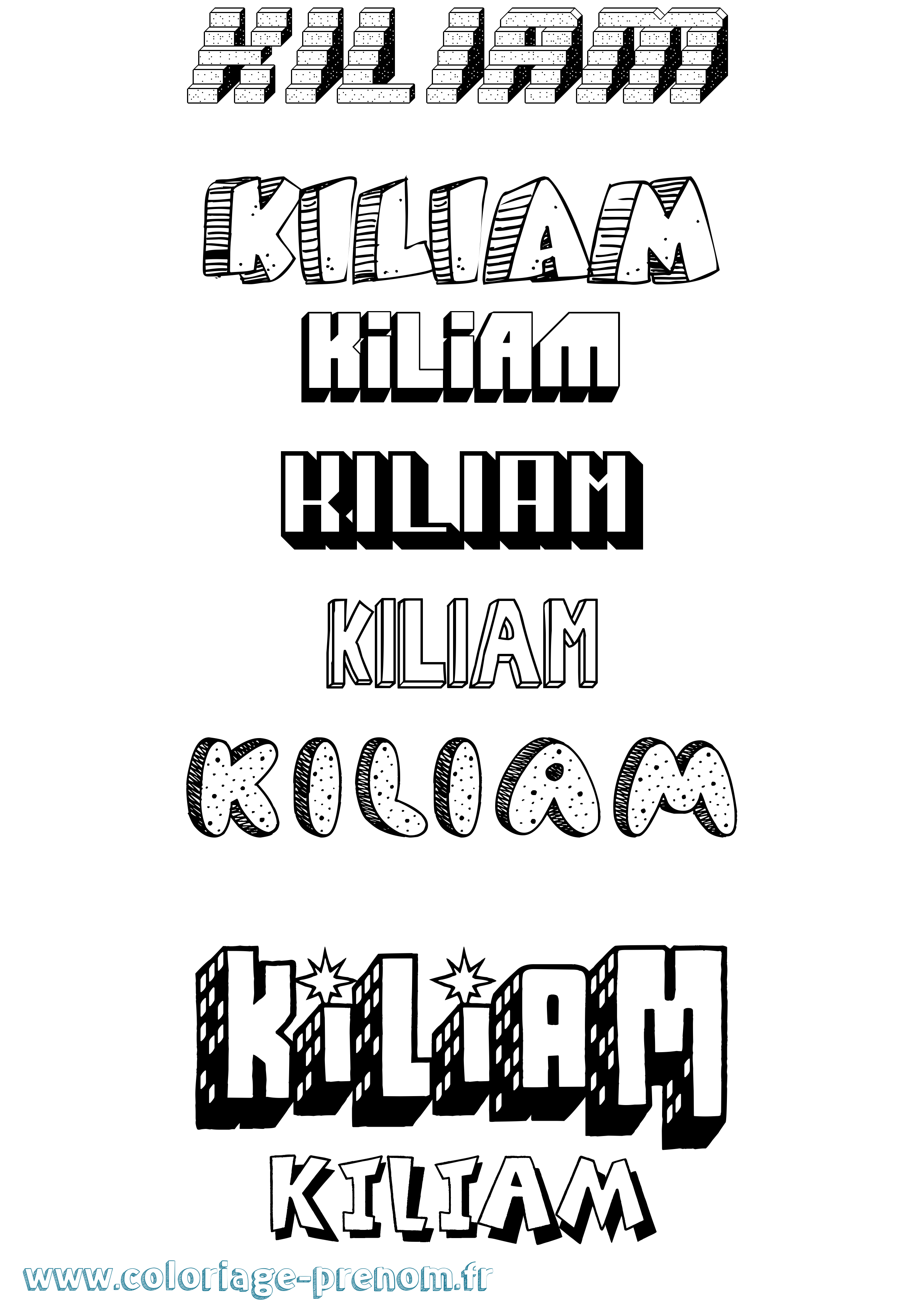 Coloriage Kiliam Effet 3D Coloriage prénom Kiliam Effet 3D