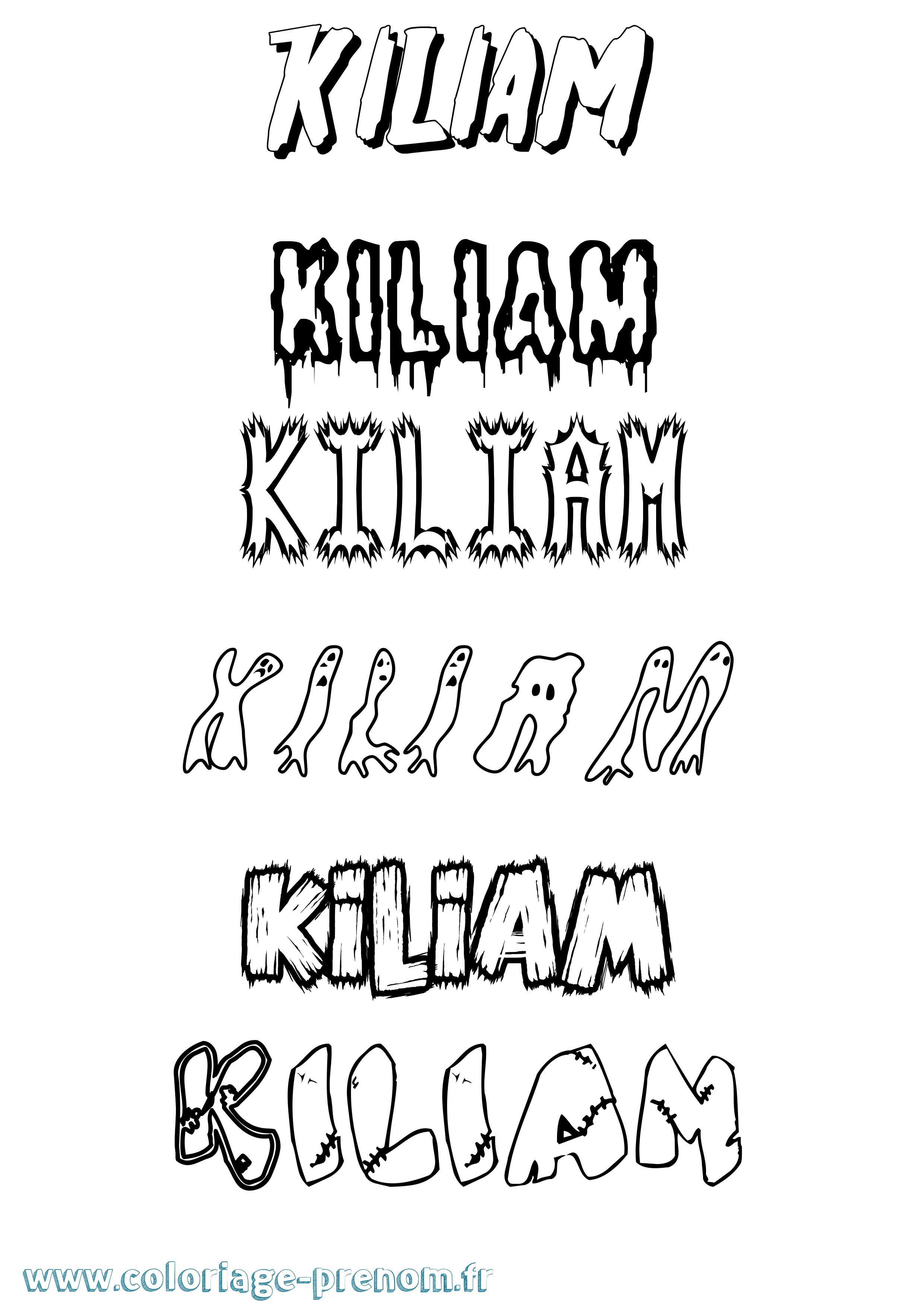 Coloriage Kiliam Frisson Coloriage prénom Kiliam Frisson