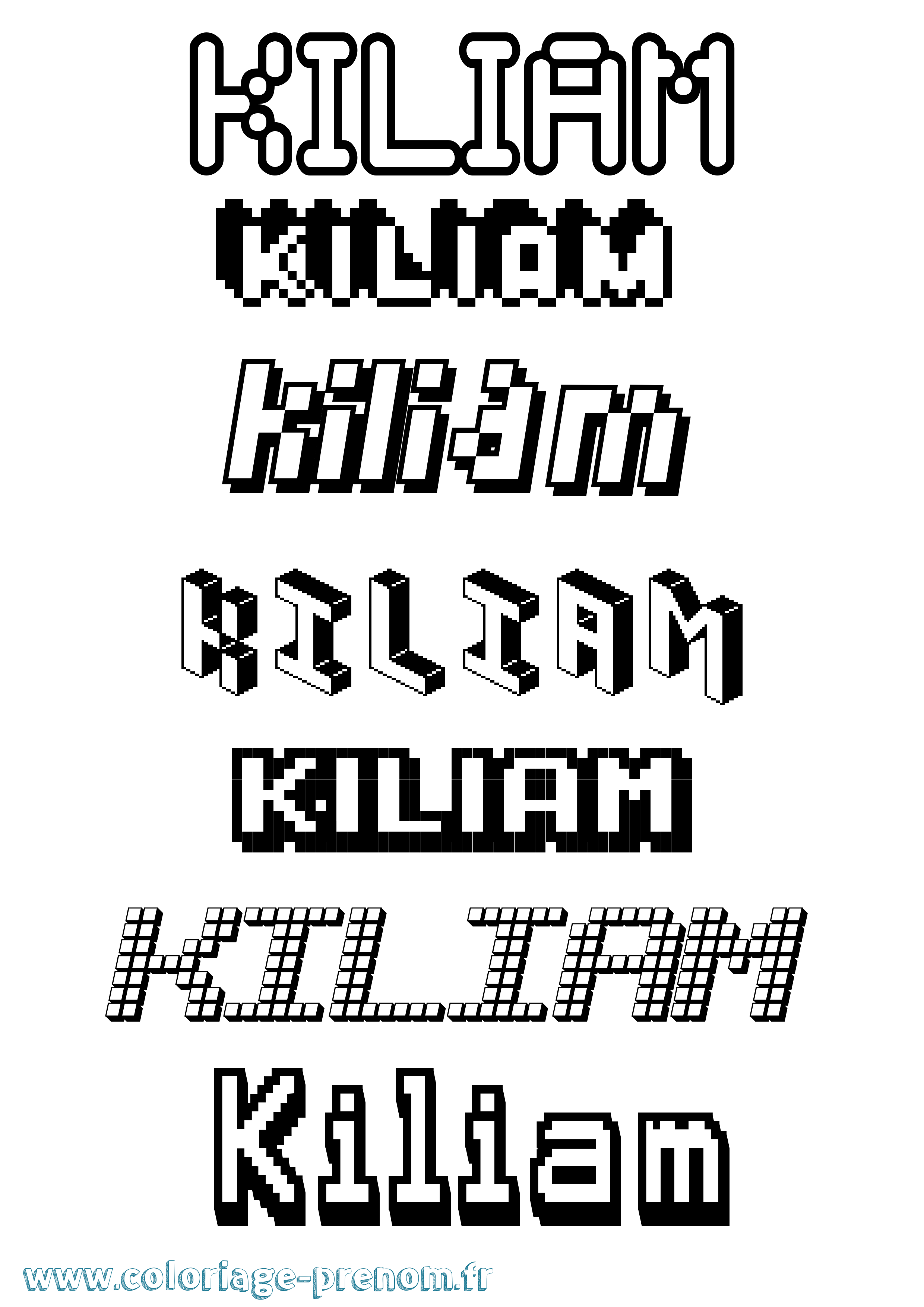 Coloriage Kiliam Pixel Coloriage prénom Kiliam Pixel