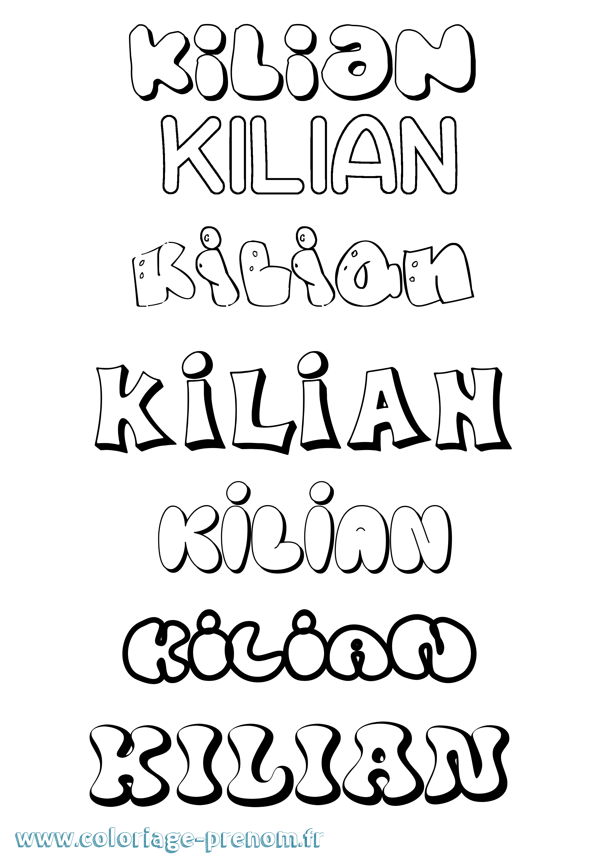 Coloriage Kilian Bubble Coloriage prénom Kilian Bubble
