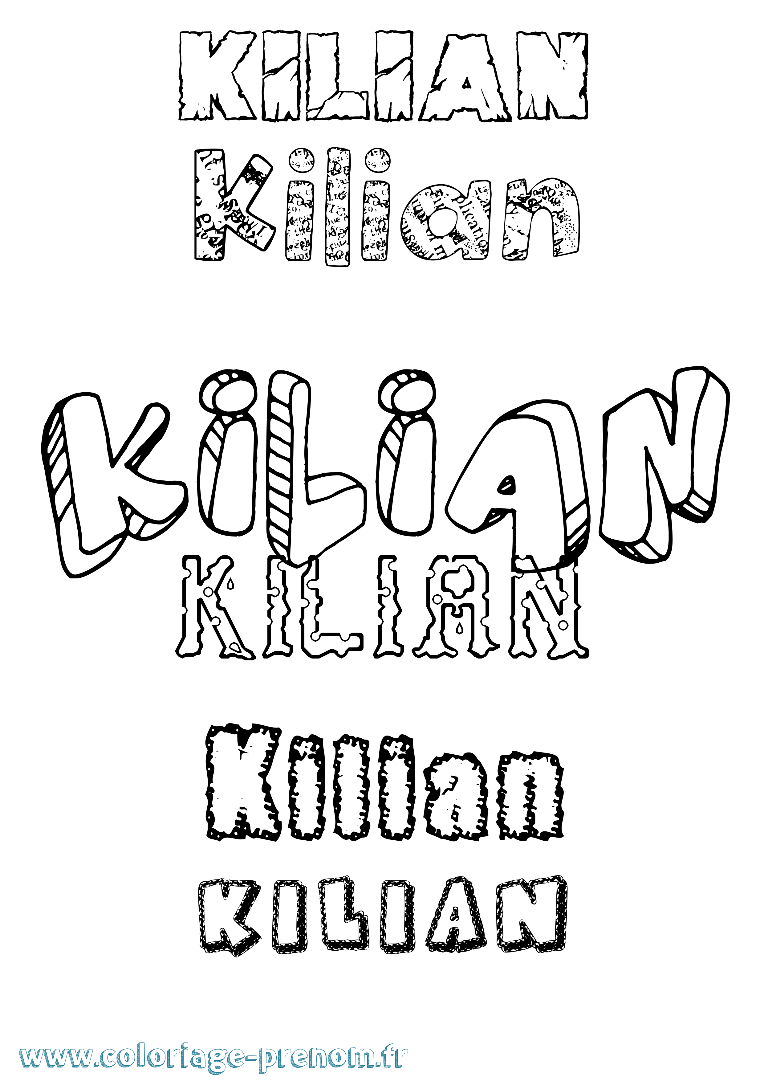Coloriage Kilian Destructuré Coloriage prénom Kilian Destructuré