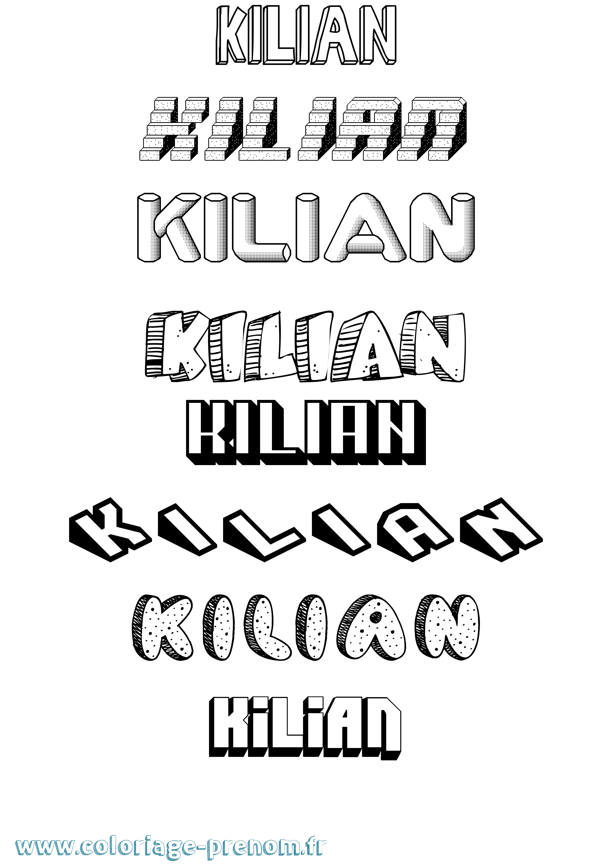 Coloriage Kilian Effet 3D Coloriage prénom Kilian Effet 3D