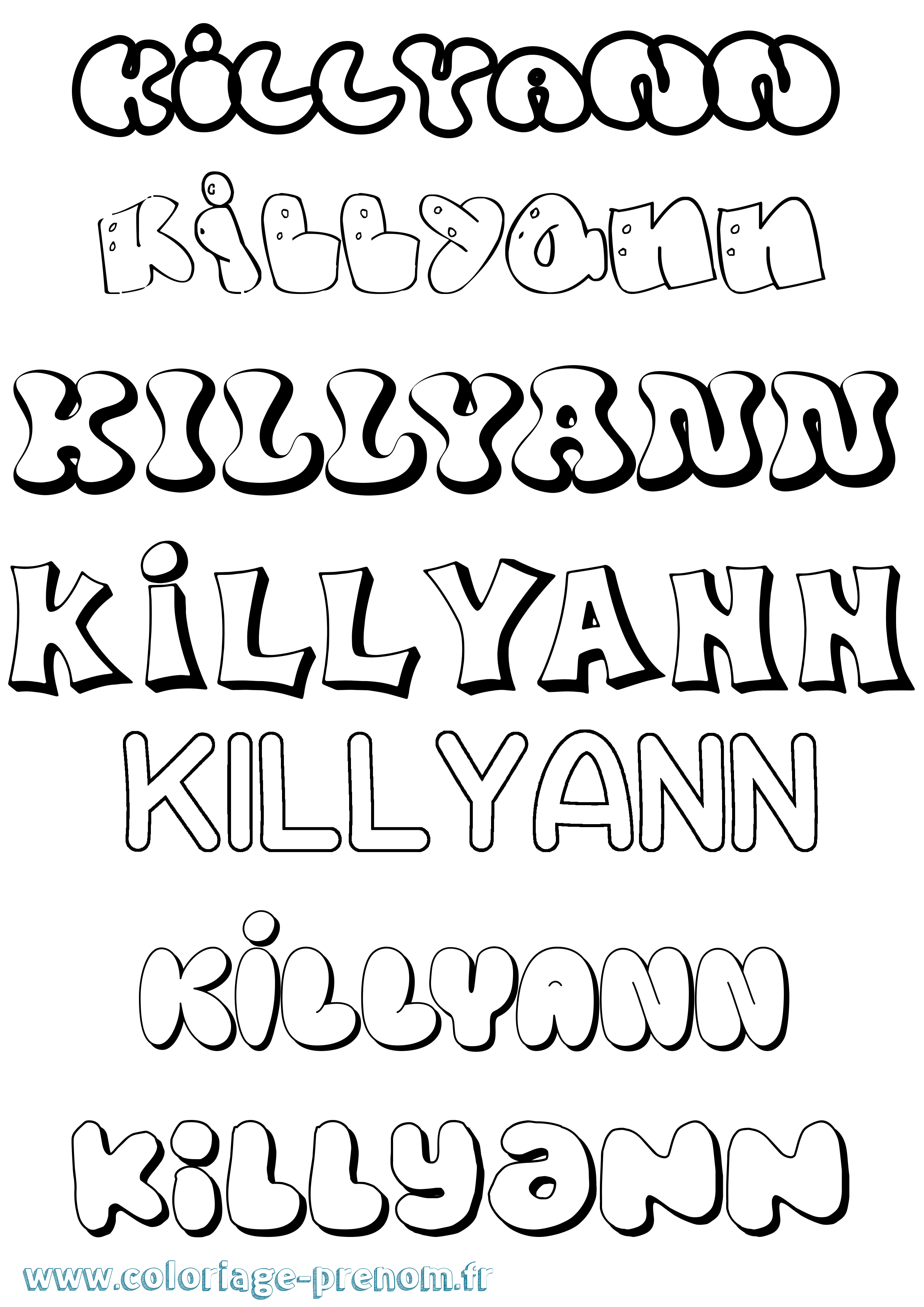 Coloriage Killyann Bubble Coloriage prénom Killyann Bubble