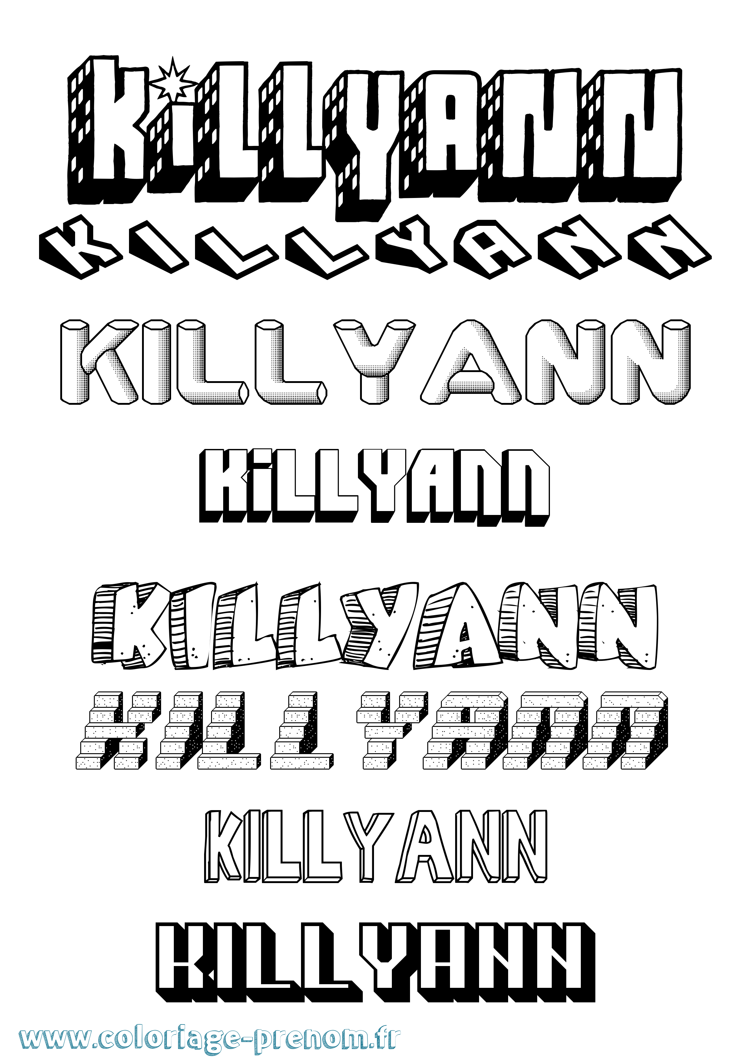 Coloriage Killyann Effet 3D Coloriage prénom Killyann Effet 3D
