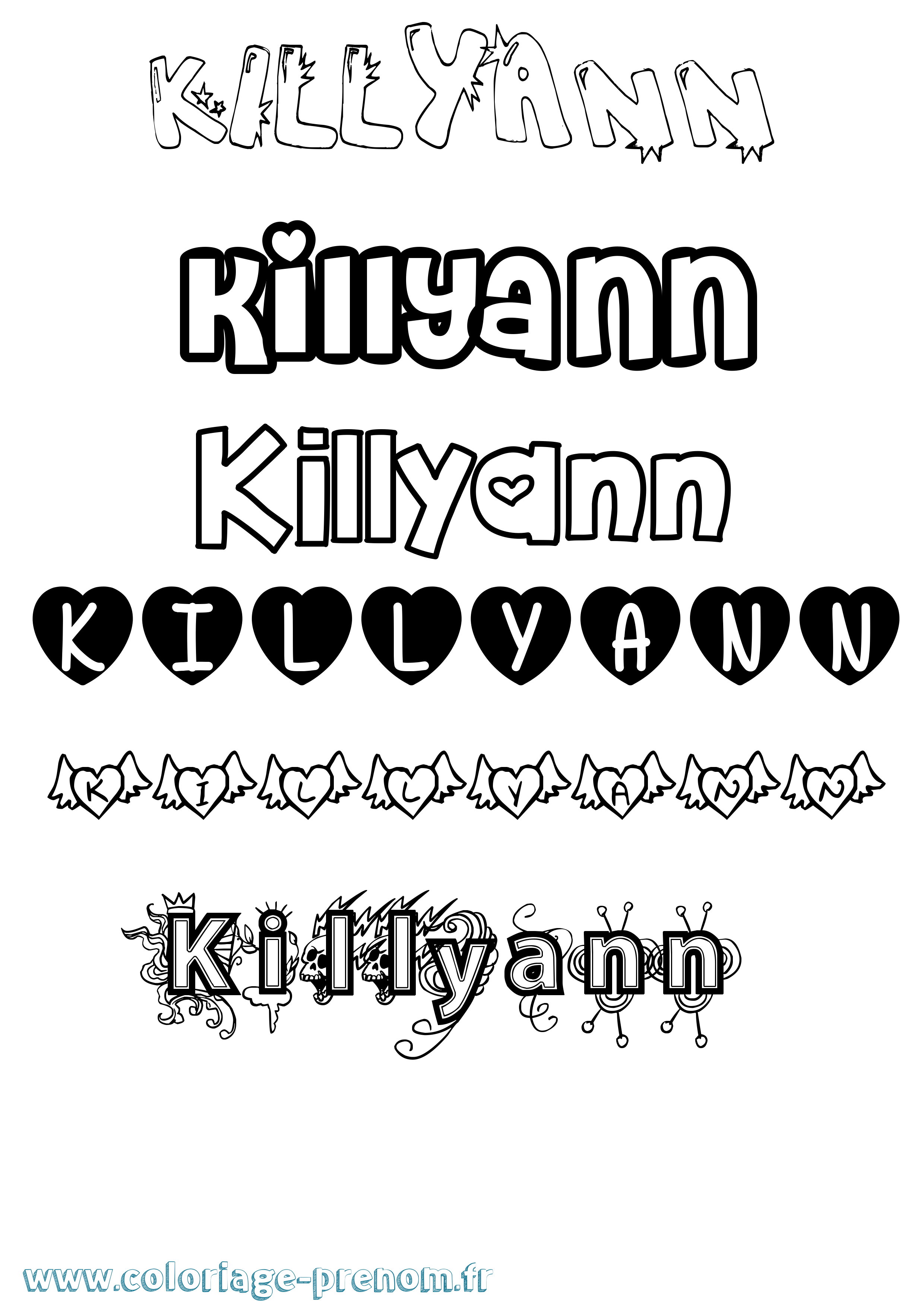 Coloriage Killyann Girly Coloriage prénom Killyann Girly