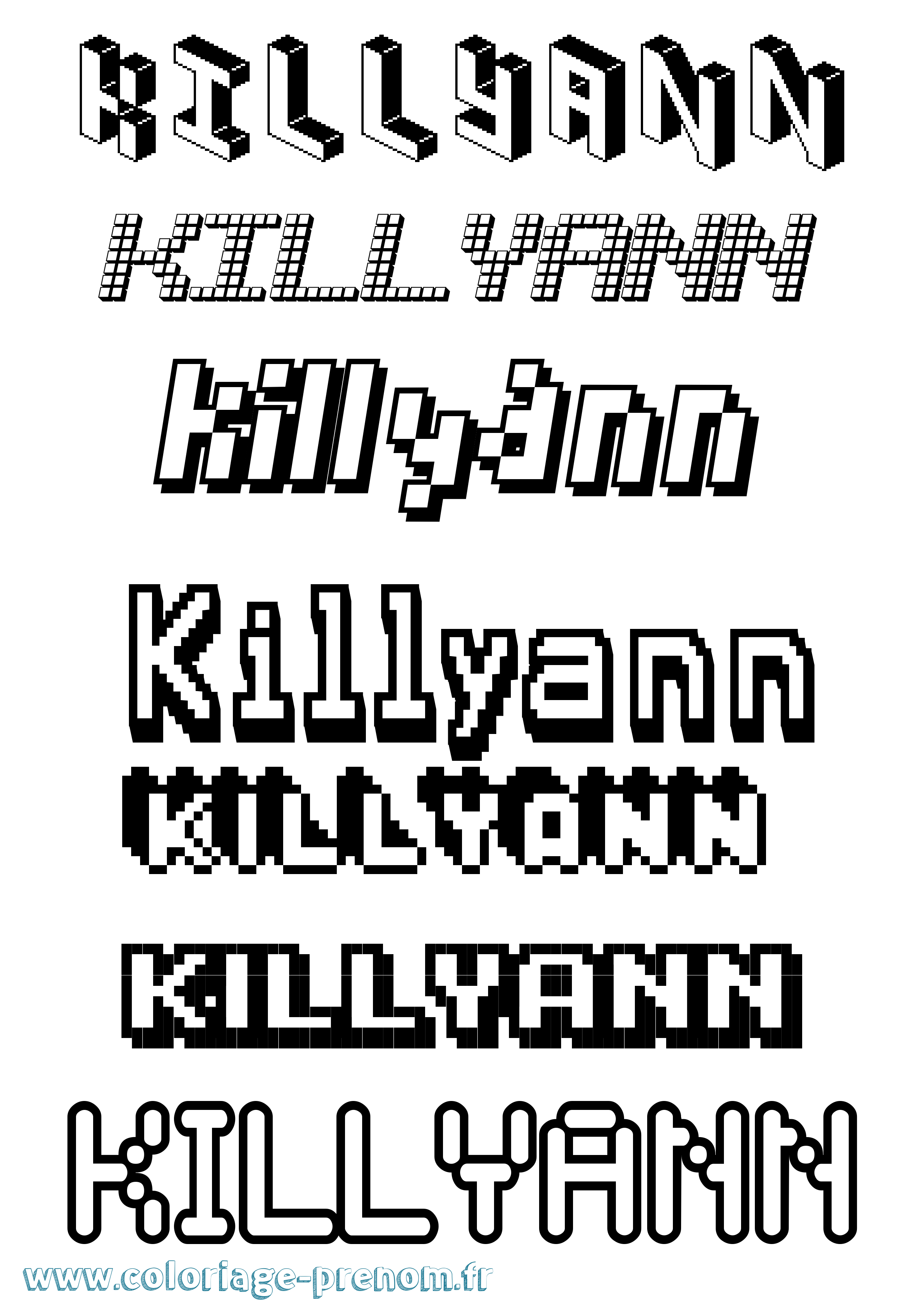 Coloriage Killyann Pixel Coloriage prénom Killyann Pixel