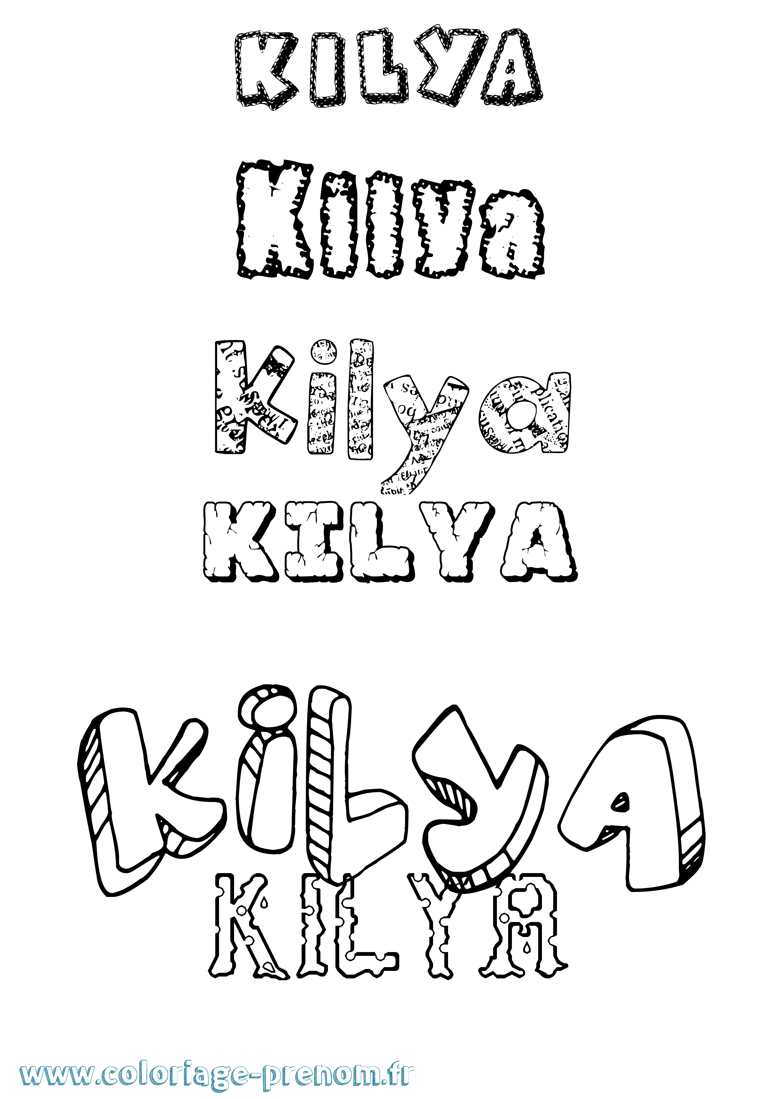 Coloriage Kilya Destructuré Coloriage prénom Kilya Destructuré