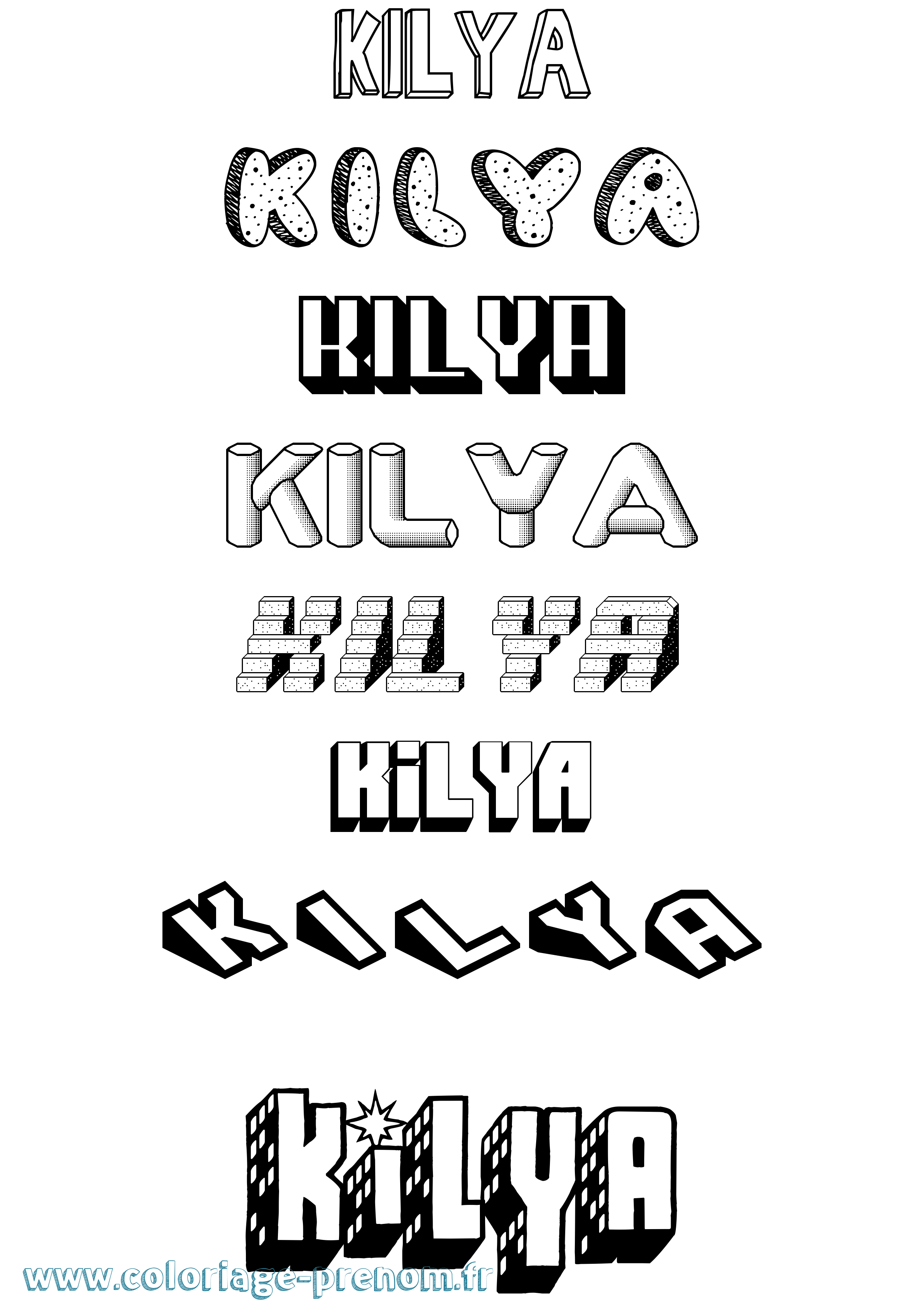 Coloriage Kilya Effet 3D Coloriage prénom Kilya Effet 3D
