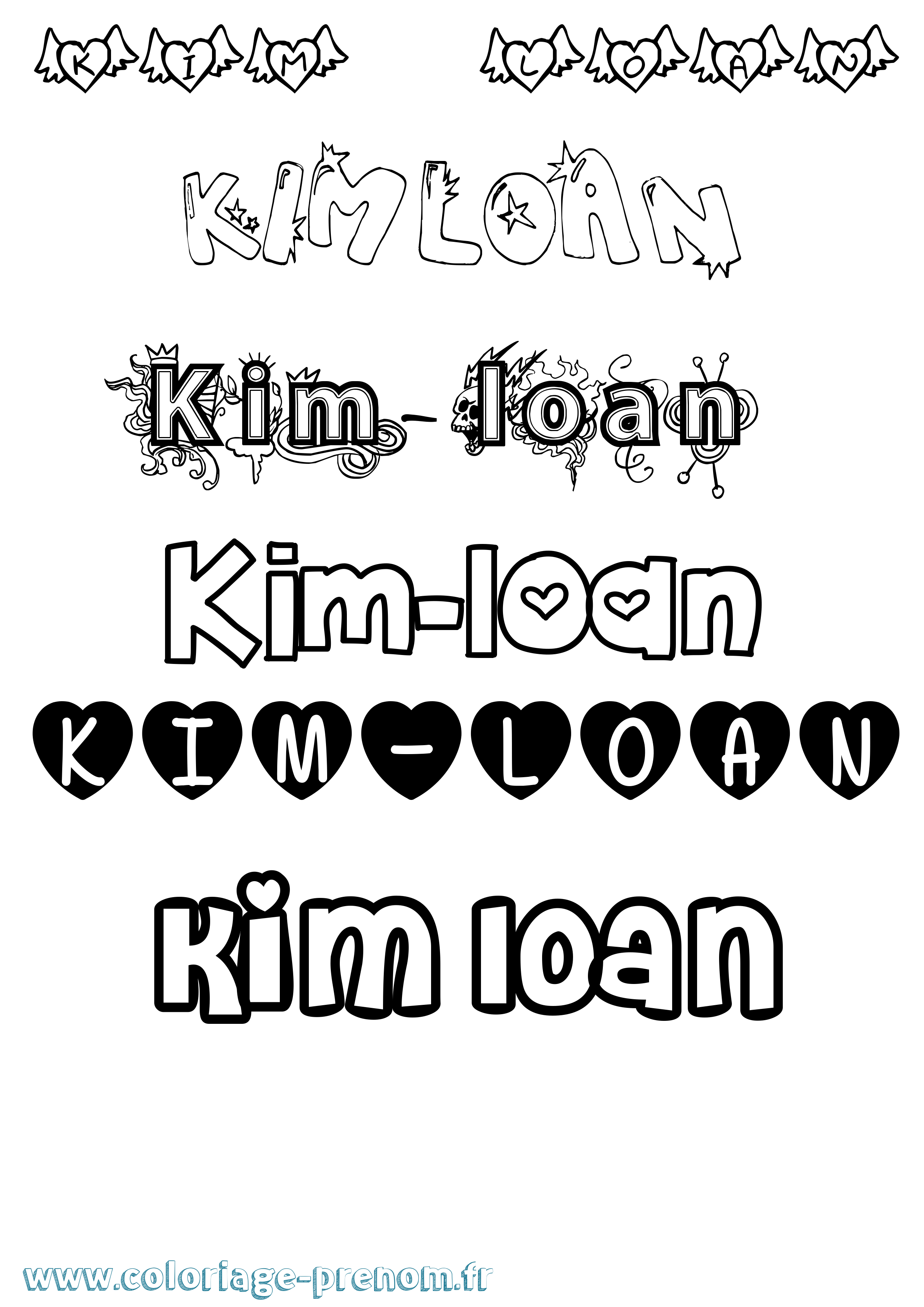 Coloriage Kim-Loan Girly Coloriage prénom Kim-Loan Girly