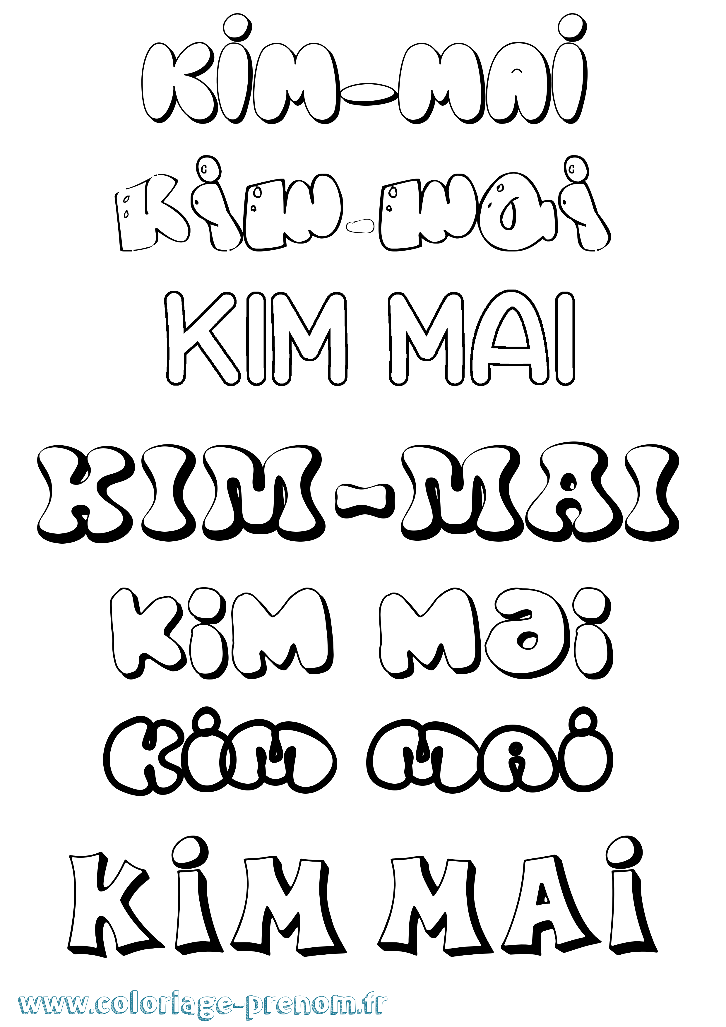 Coloriage Kim-Mai Bubble Coloriage prénom Kim-Mai Bubble