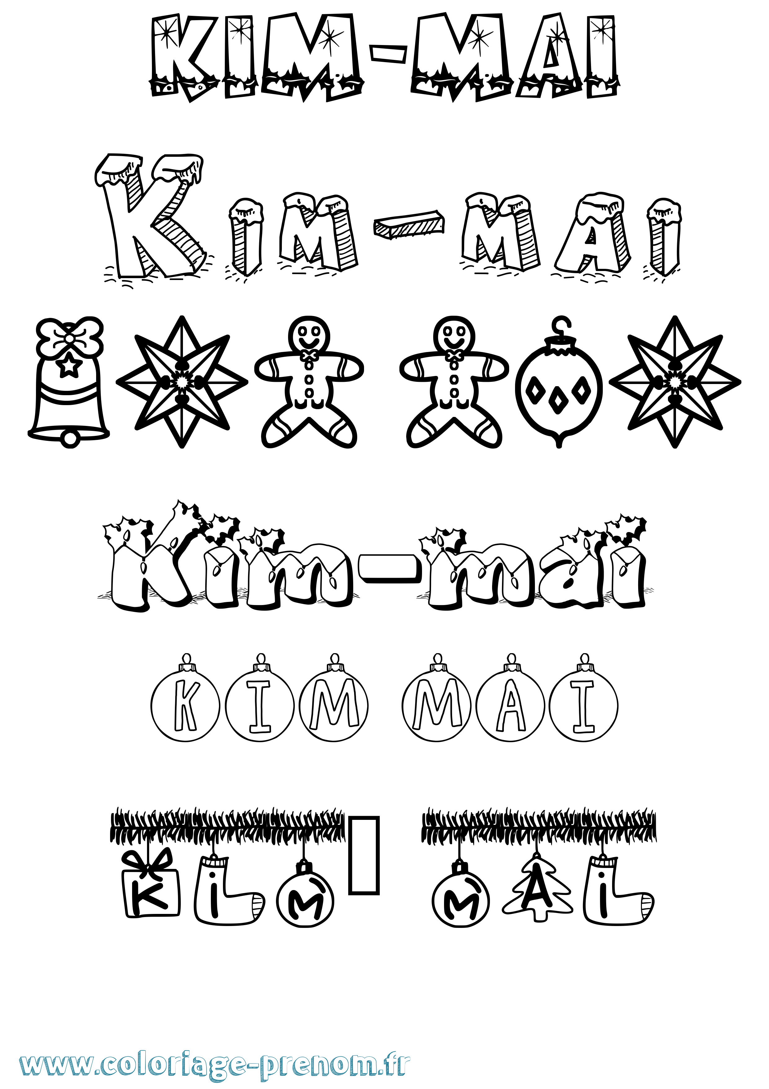 Coloriage Kim-Mai Noël Coloriage prénom Kim-Mai Noël